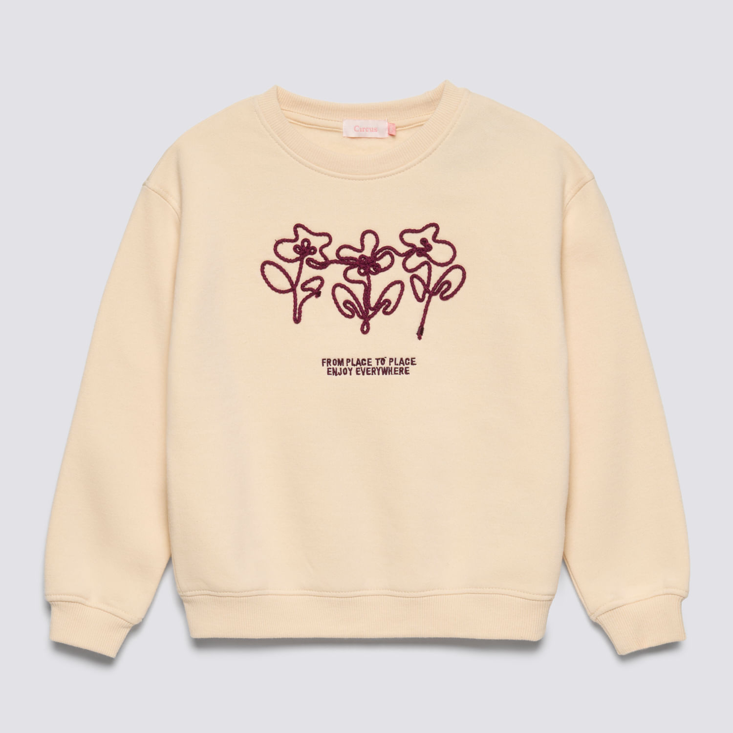 Polera Niña Fleece Folk Bord Circus Polera Niña Fleece Folk Brodé Circus Beige Talla 10