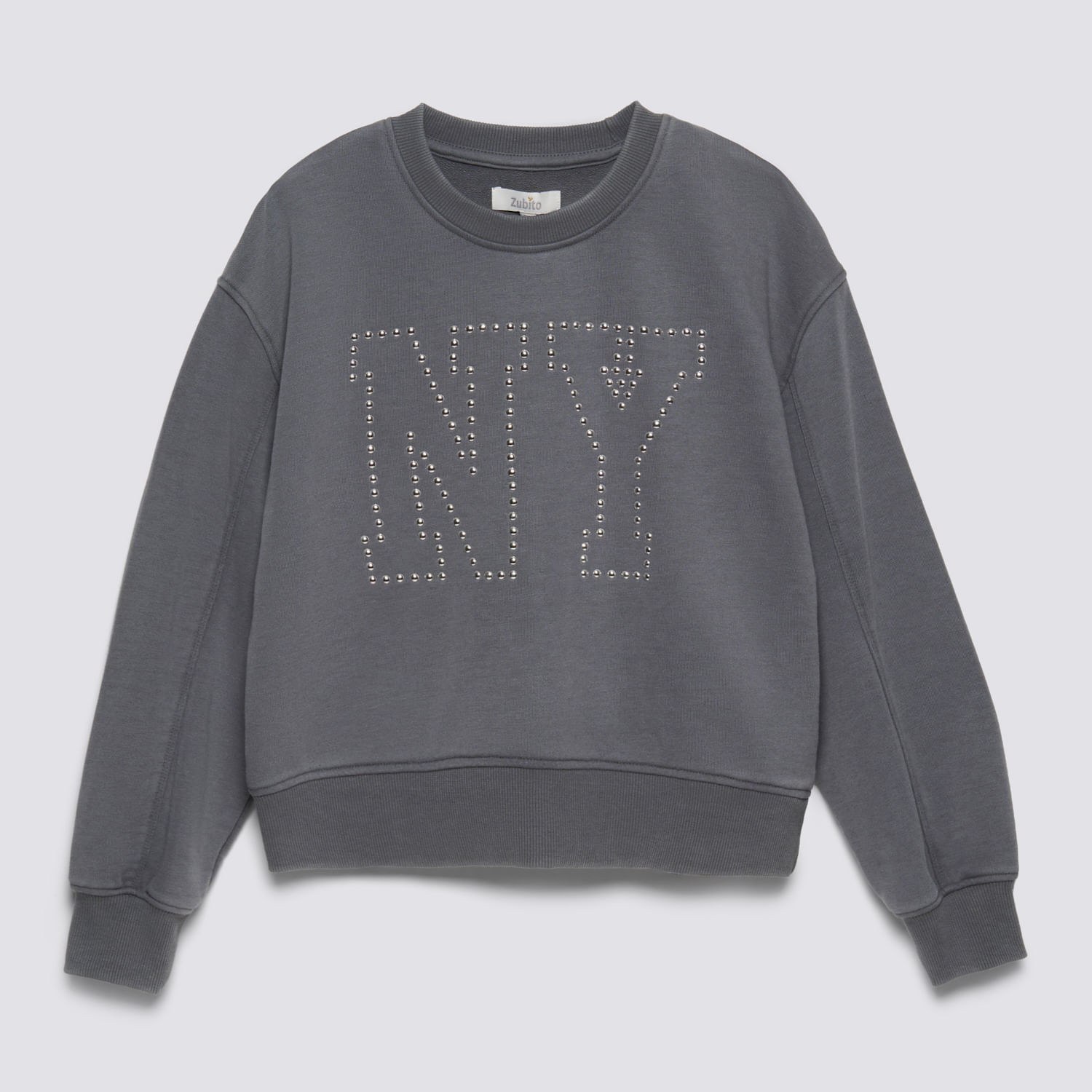 Polera Teen Niña Fleece Cute Tachas Zubito Charcoal Talla 14