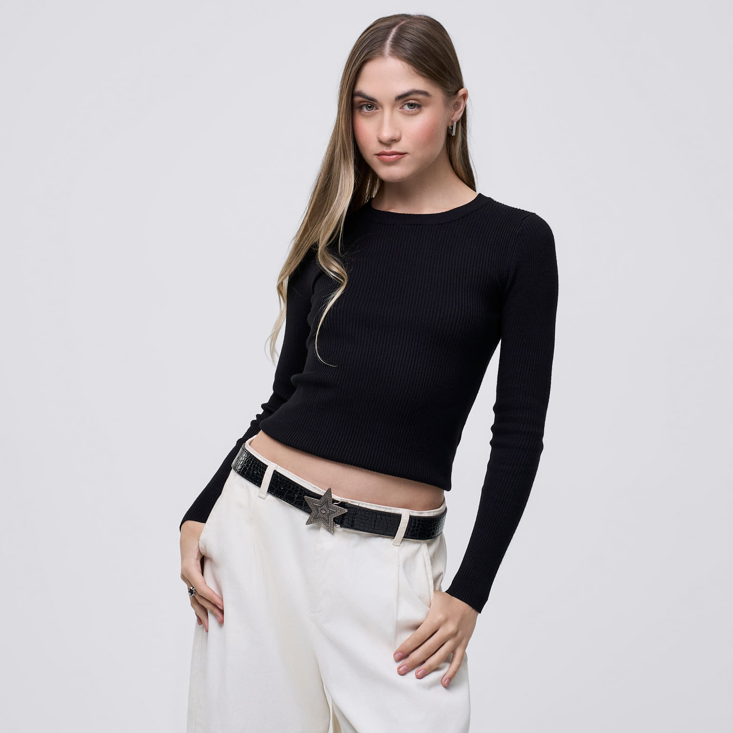 Chompa Mujer Sami Hypnotic Manga Larga Negro M