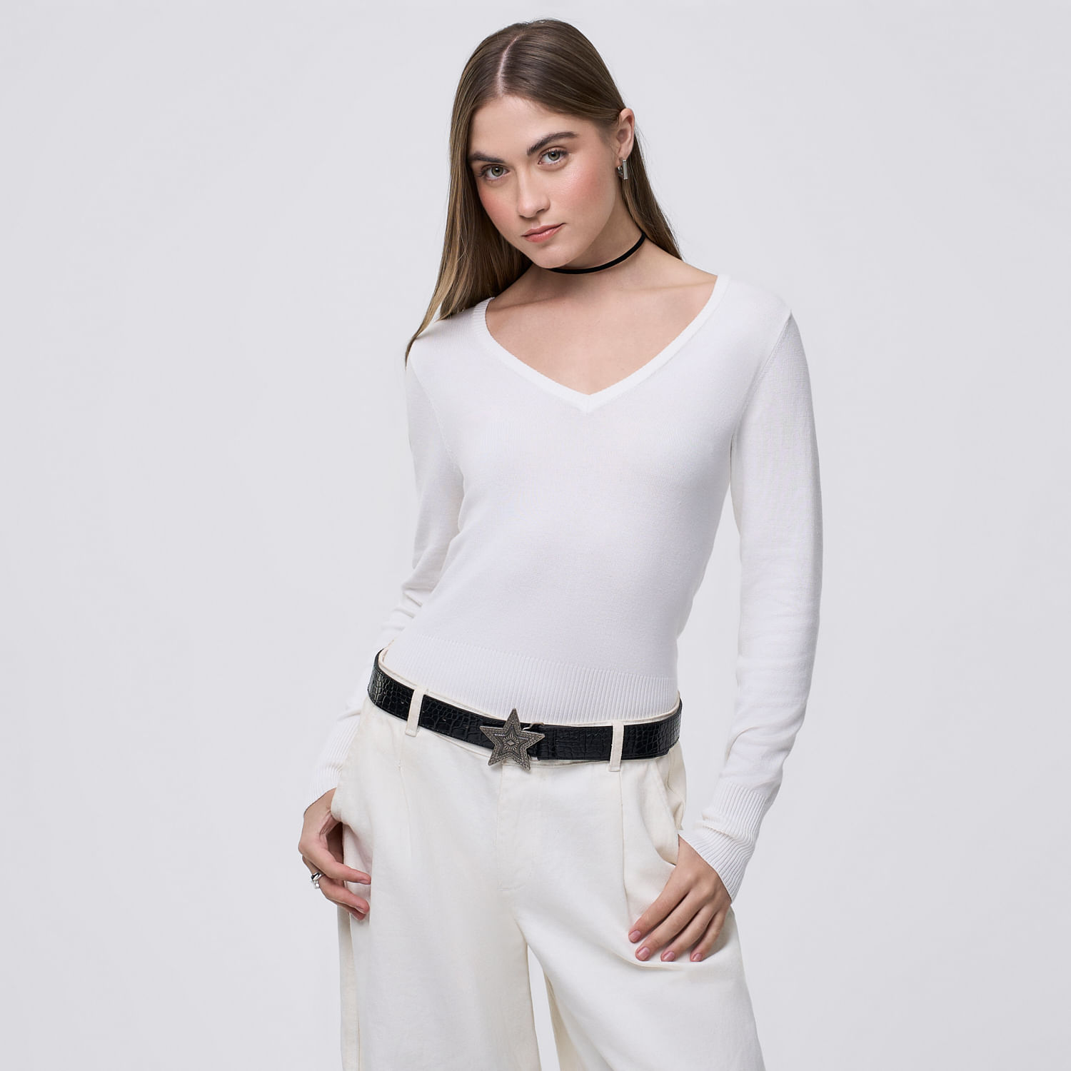 Chompa Mujer Ry Cv Hypnotic Manga Larga Off White L