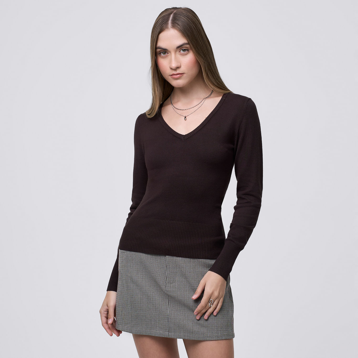 Chompa Mujer Ry Cv Hypnotic Manga Larga Chocolate L