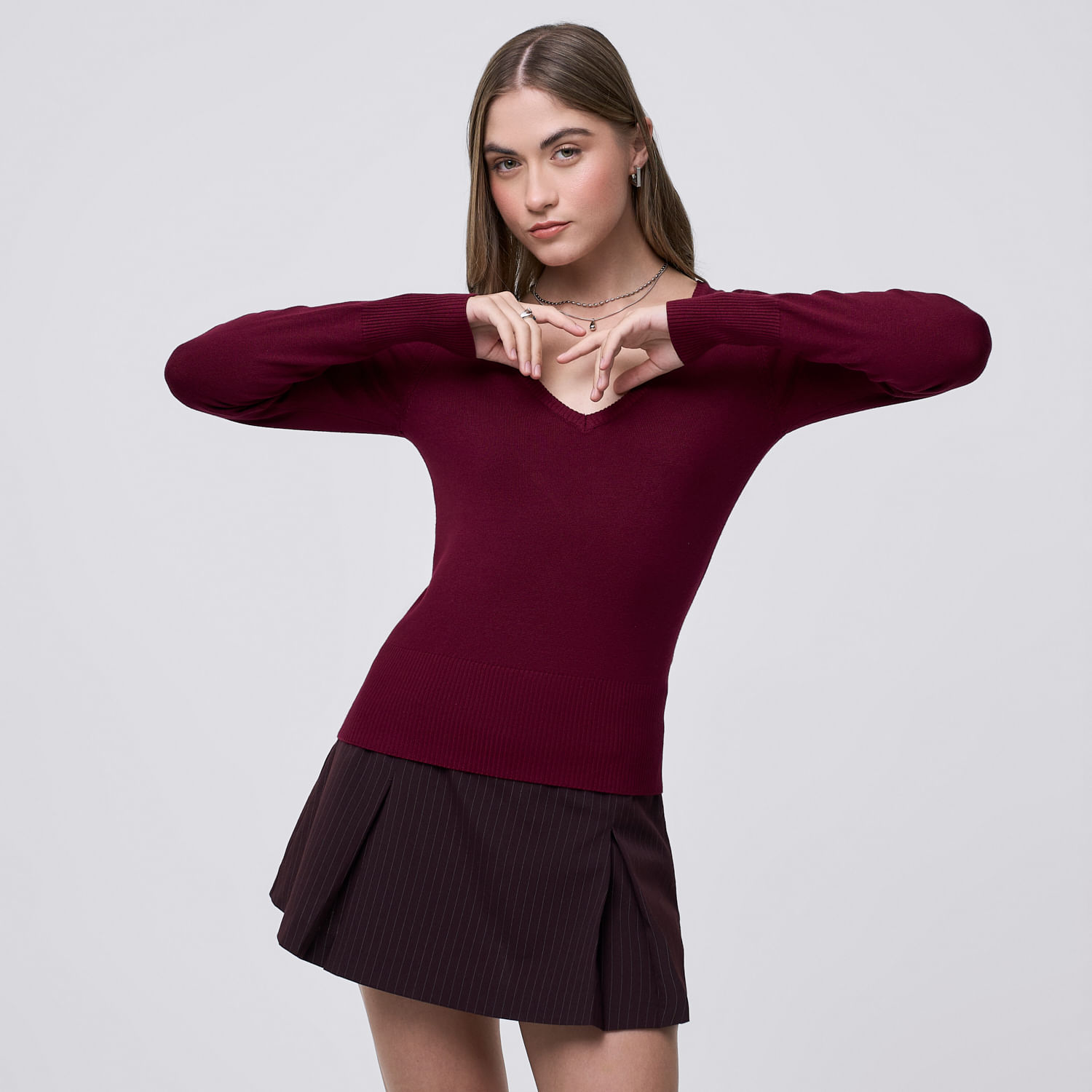 Chompa Mujer Ry Cv Hypnotic Manga Larga Guinda S