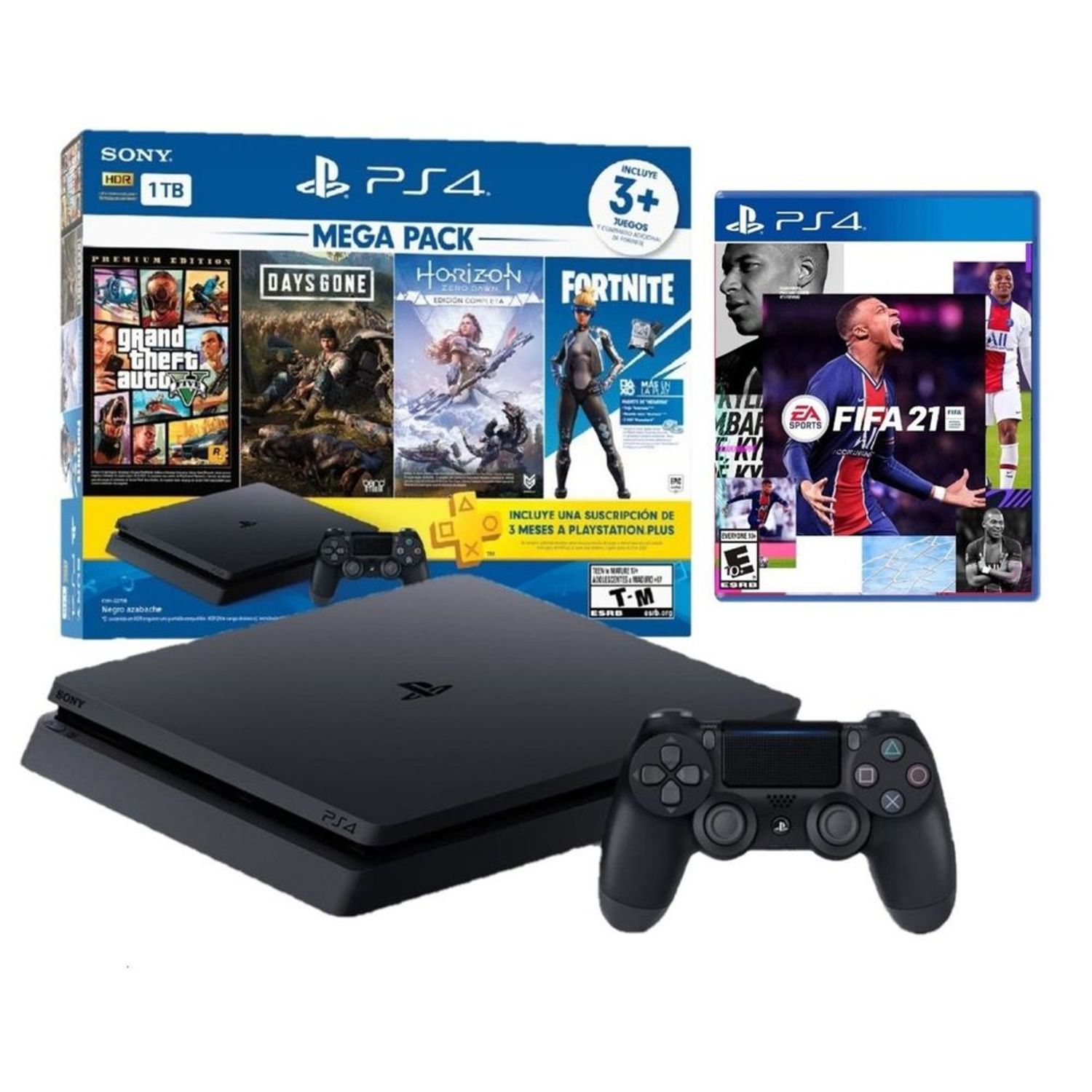 Consola PlayStation 4 Slim Mega Pack 1TB + FIFA 21 Oechsle