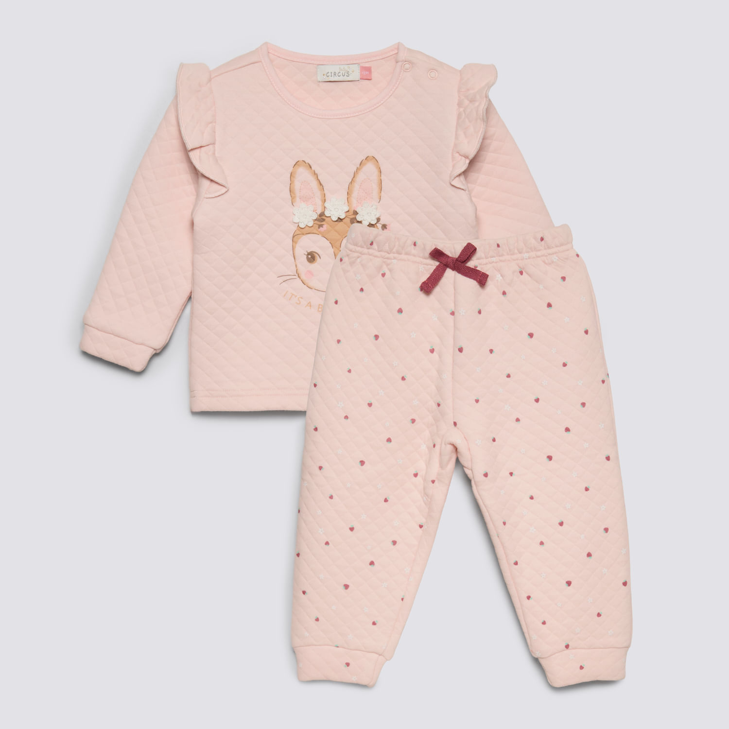 Pijama Recién Nacido 2 Piezas Quilted Full Print Baby Circus Rosado Talla 9M