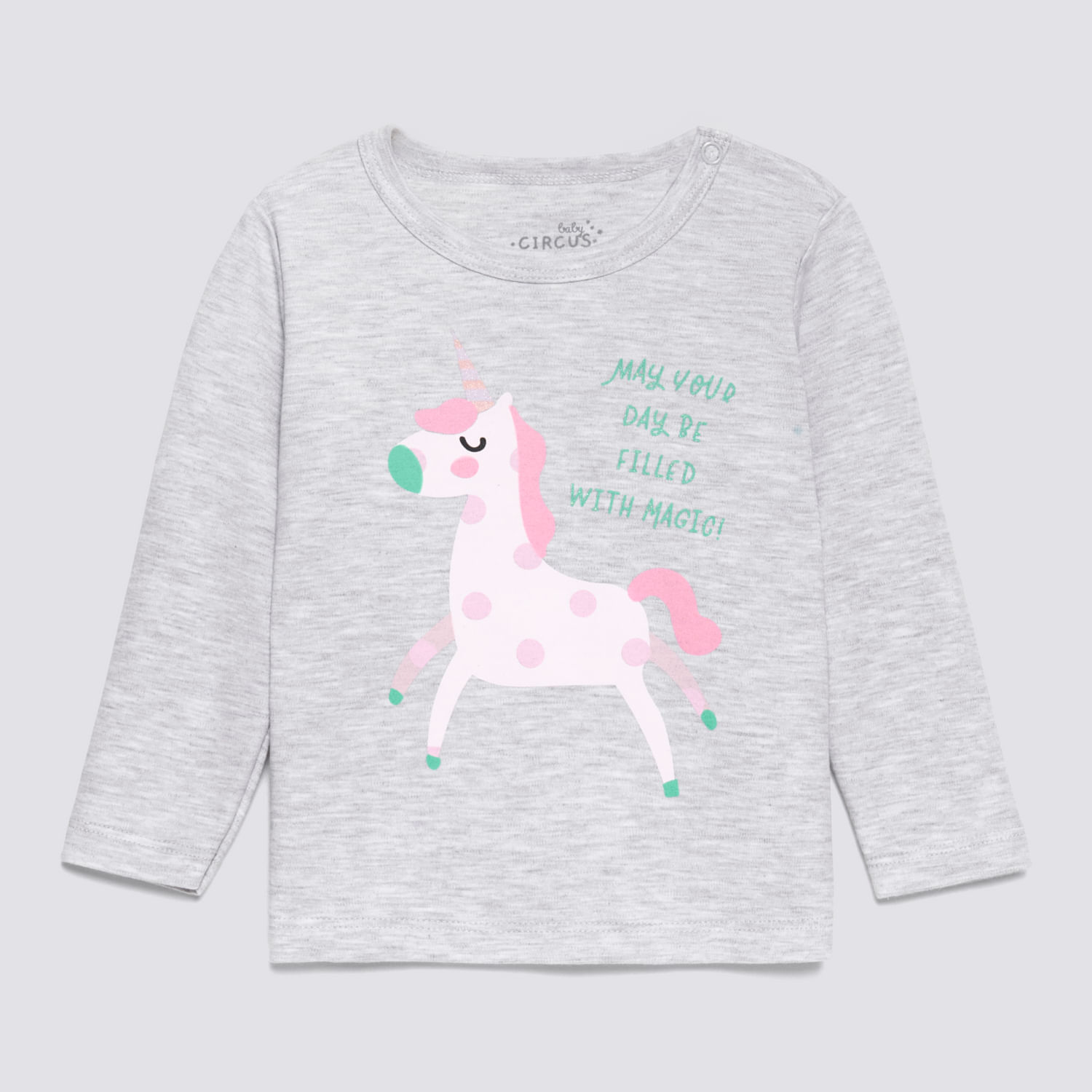 Polo Manga Larga Bebé Niña Gamuzado Baby Circus Gris Melange Talla 36M