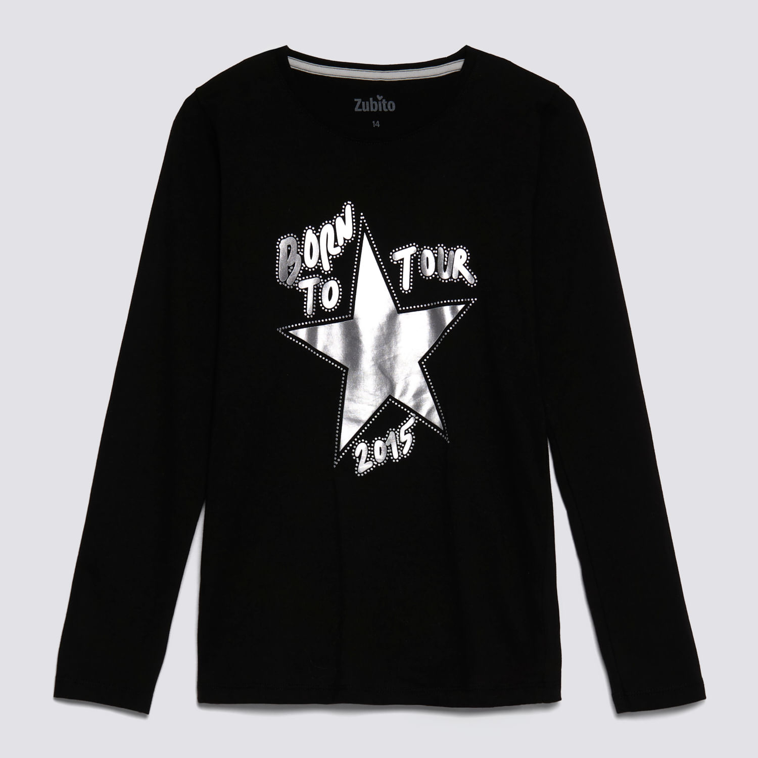 Polo Manga Larga Teen Niña Básico Jersey Zubito Negro Talla 14