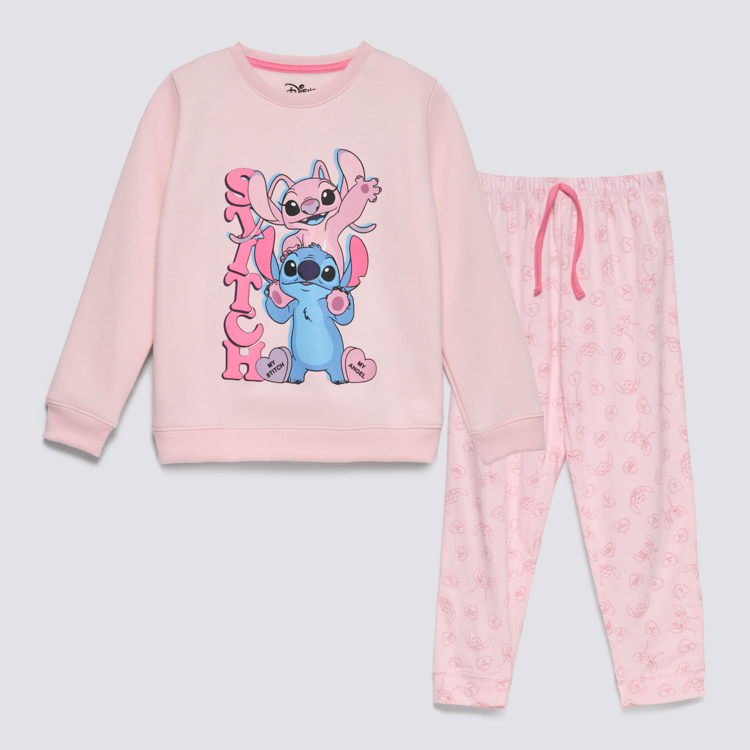 Pijama Niña Couple Stitch Rosado Talla 12
