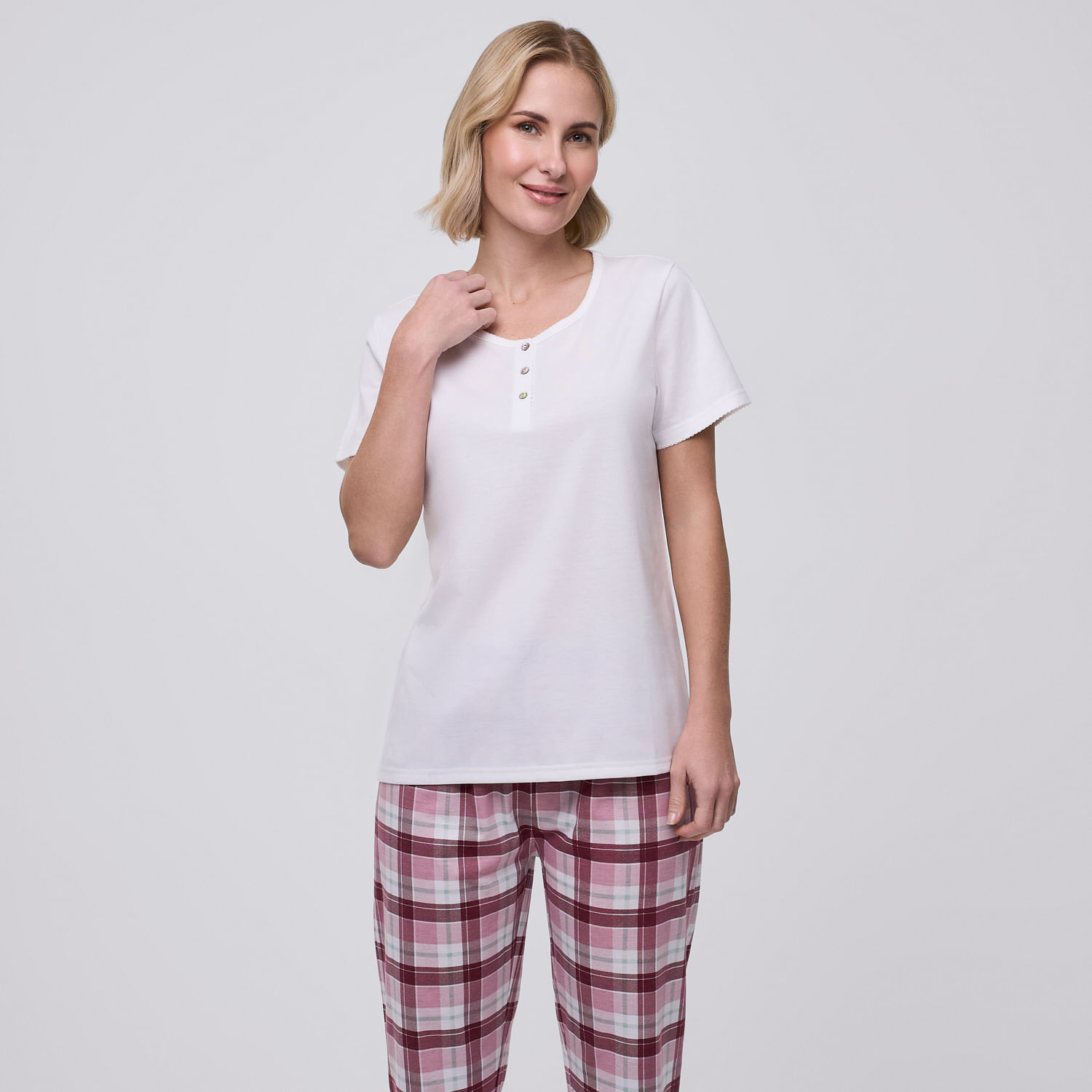 Polo Pijama Mujer Round Zafin Manga Corta Ecru Talla Xl