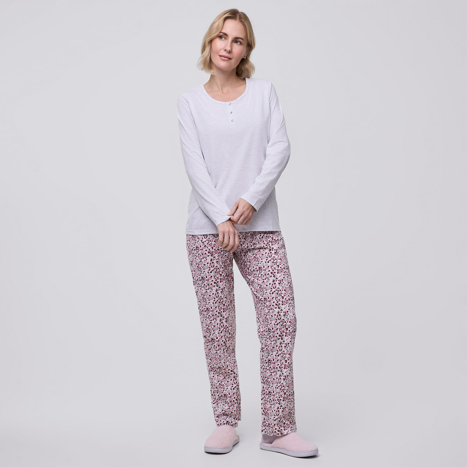 Pantalón Pijama Mujer Print Suelto Zafin Ecru Talla M
