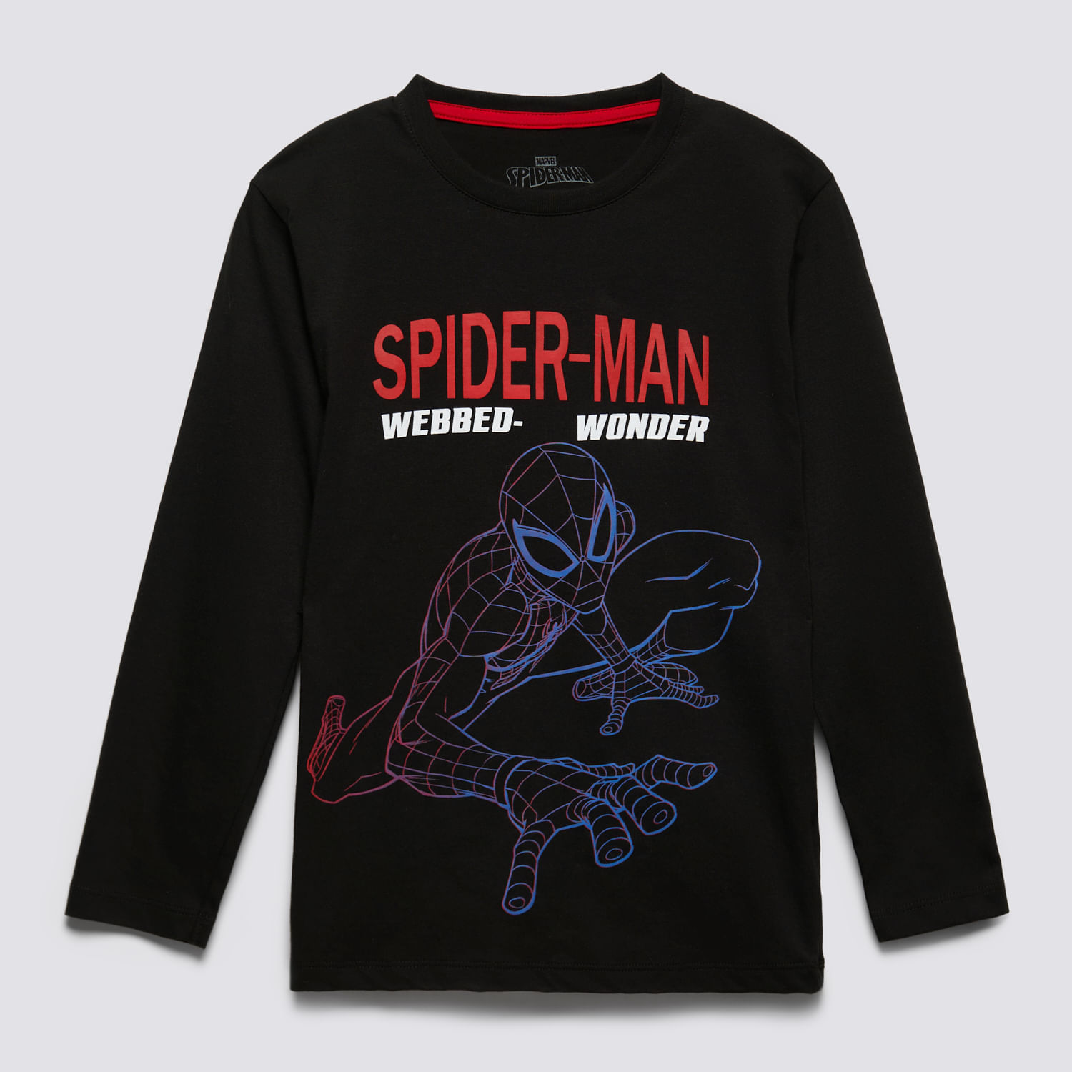 Polo Manga Larga Niño Solid Print Spiderman Negro Talla 8