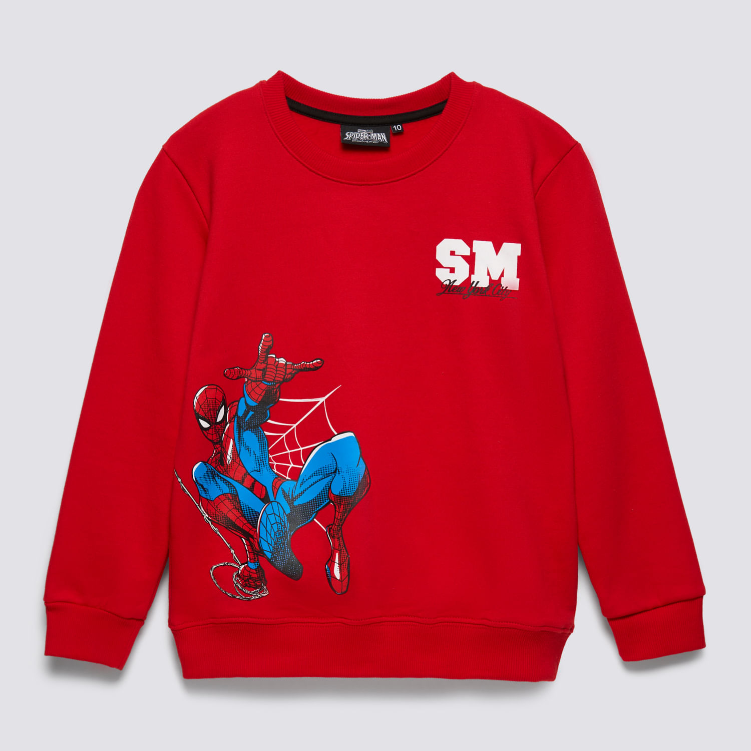 Polera Niño Básica Fleece Spiderman Rojo Talla 10