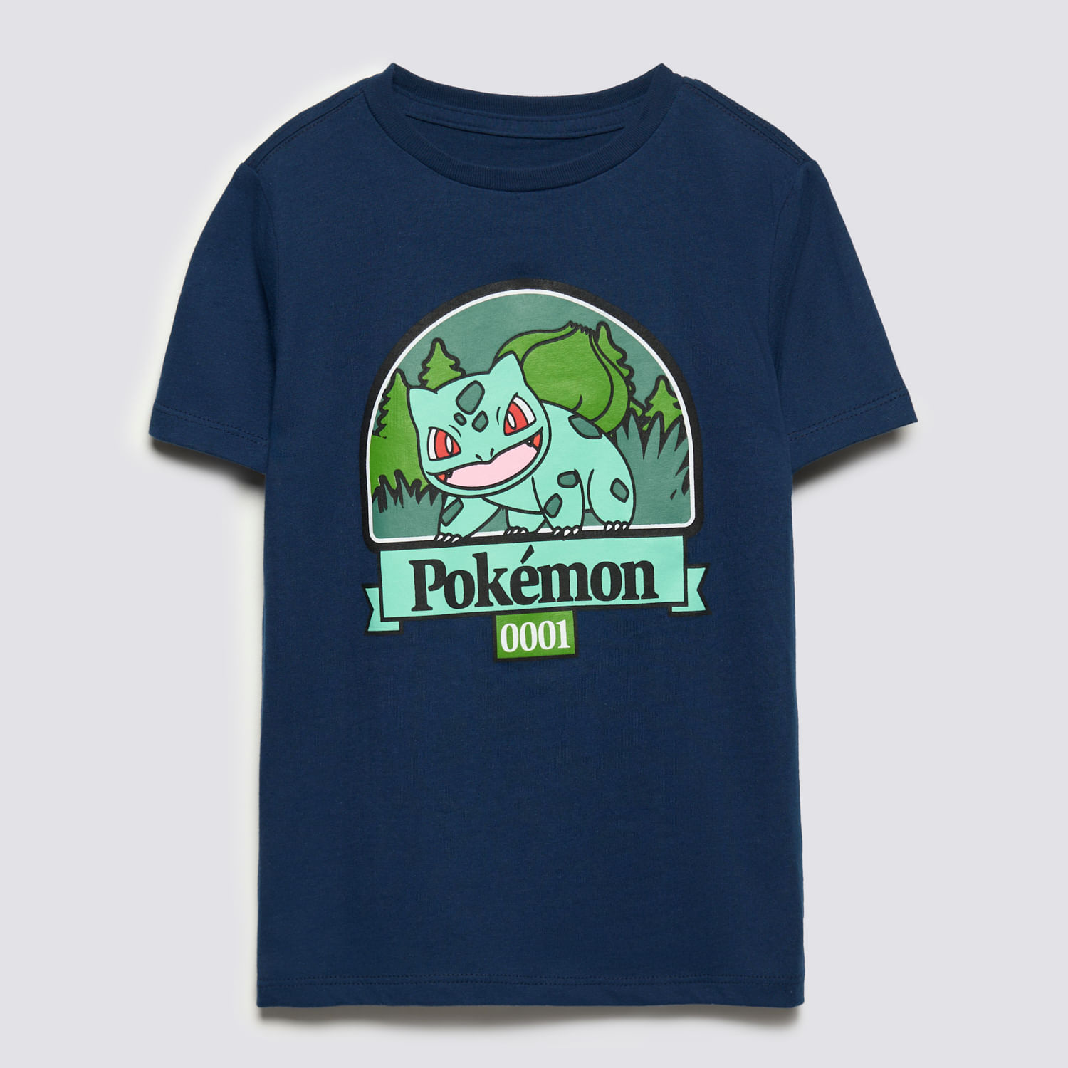Polo Manga Corta Niño Solid Print Bulbasaur Pokemon Negro Talla 8