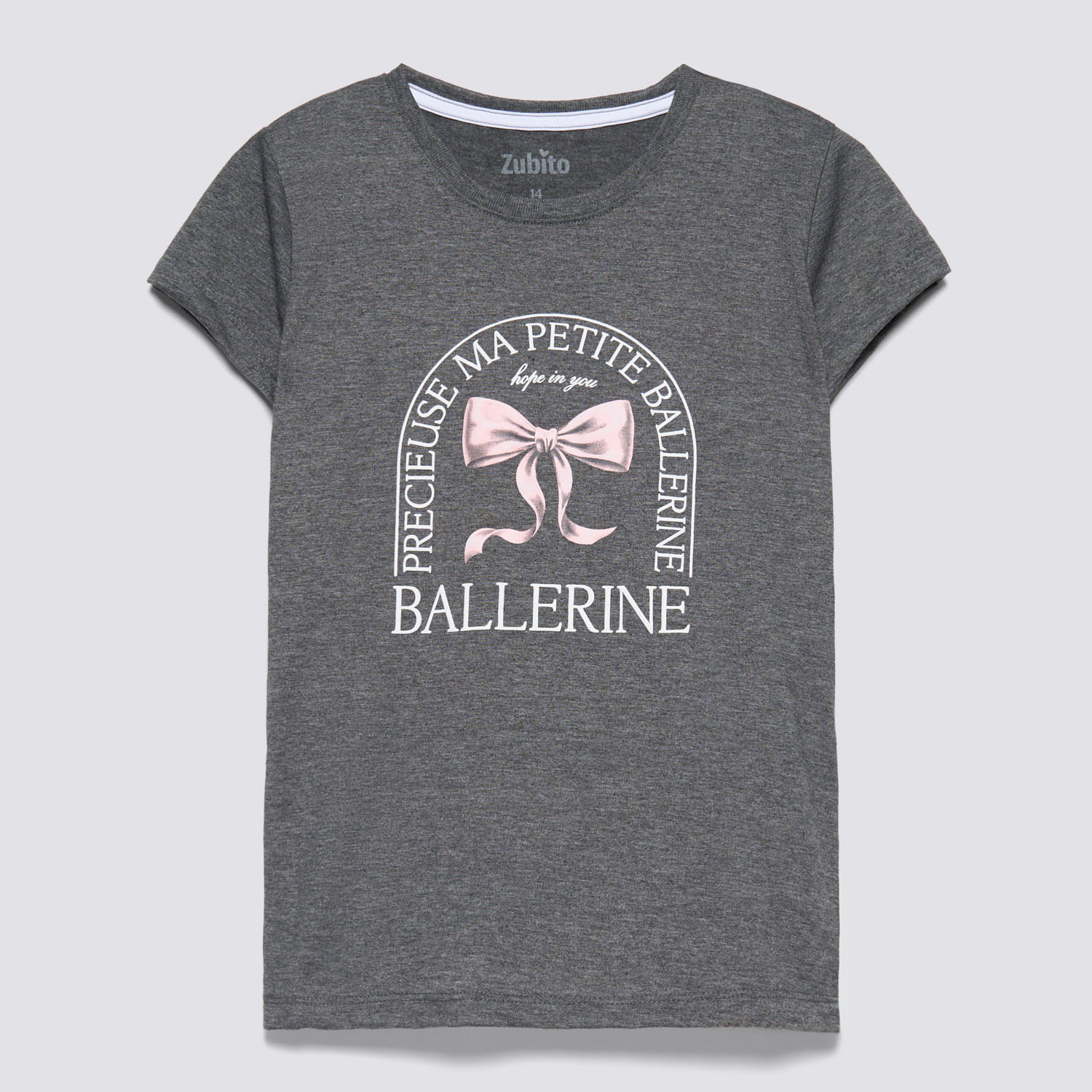 Polo Manga Corta Teen Niña Básico Jersey Zubito Charcoal Talla 12