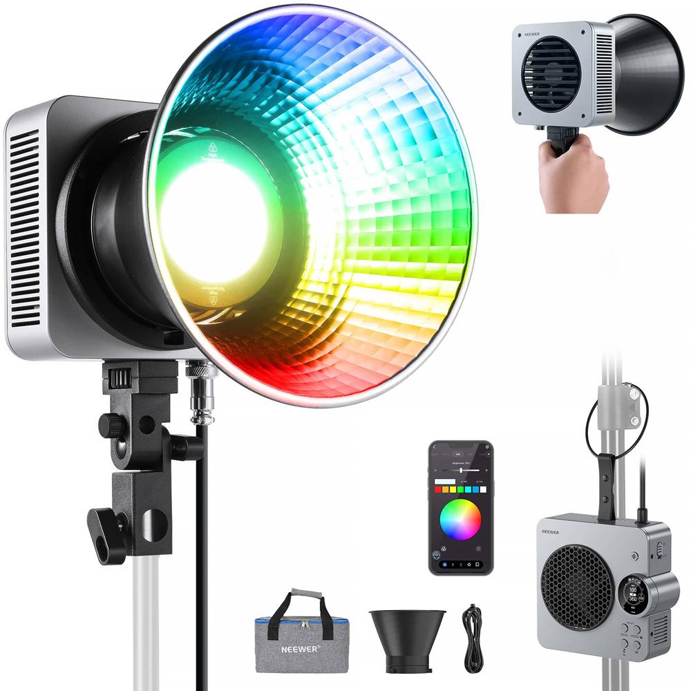 Neewer Monolight LED HS200C RGB - 2500-7500K, 30,200 Lux, Control por App y DMX, Montura B