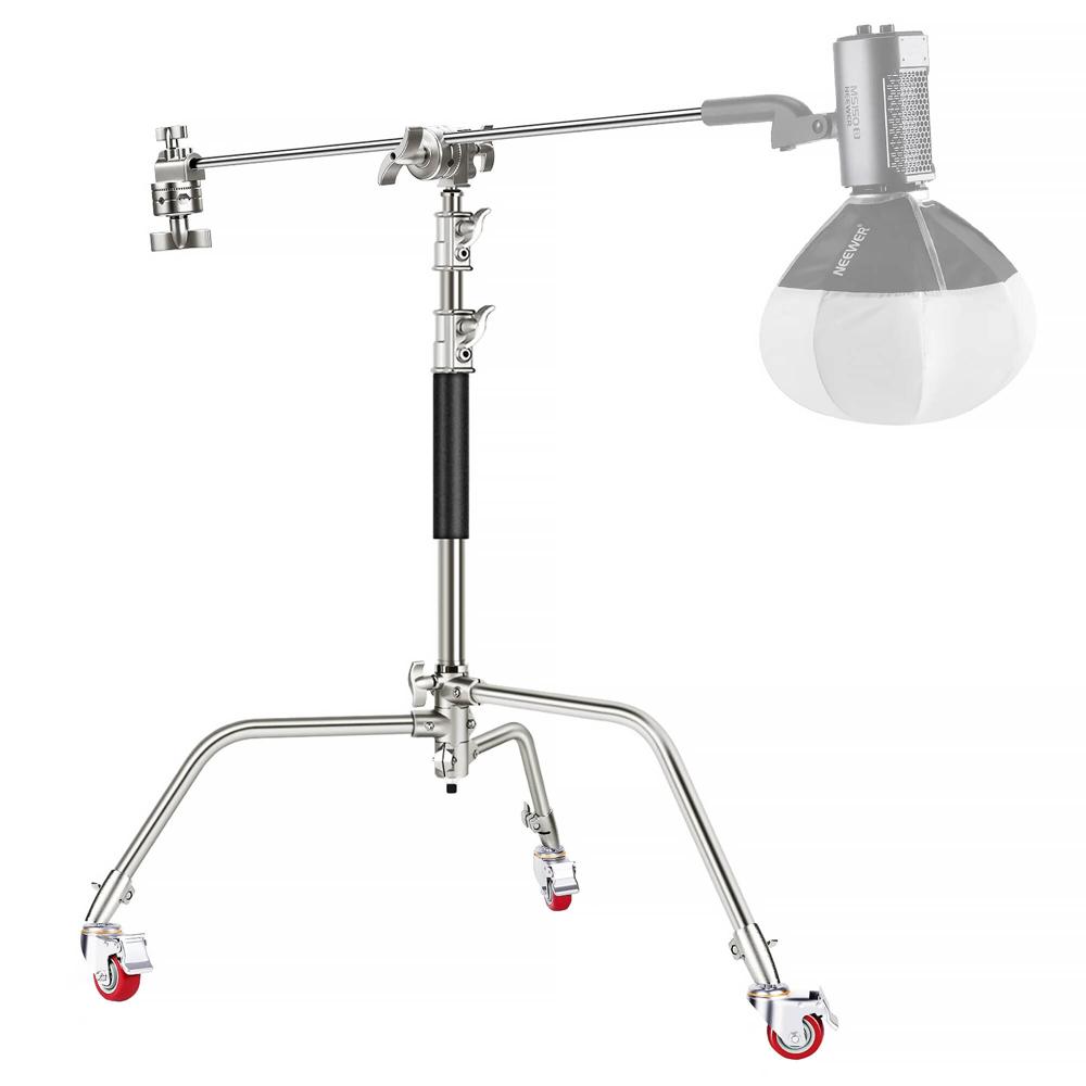 Neewer C-Stand con Brazo y Ruedas SC186W, Acero Inoxidable, Altura Máxima 6', Capacidad d