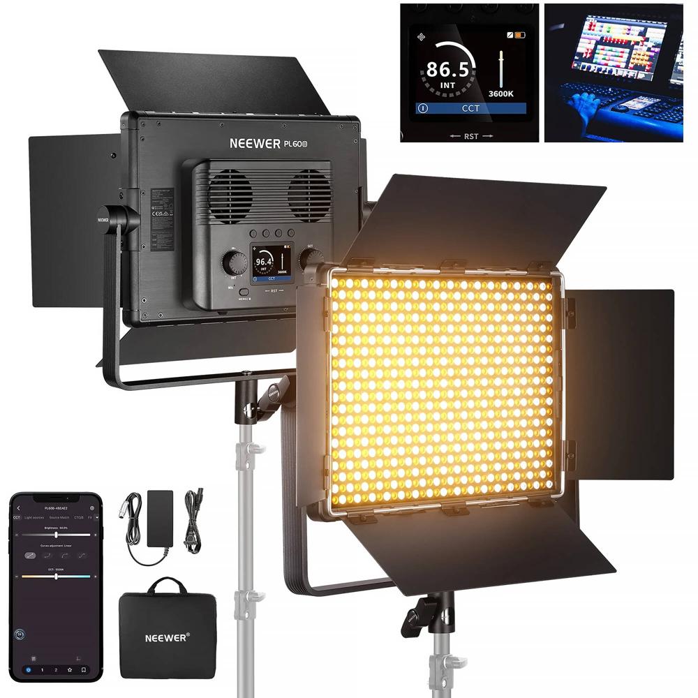 Neewer PL60B Panel LED Bi-Color 60W con Control DMX y App, 2500-8500K, 6650 Lux, 13 Efecto