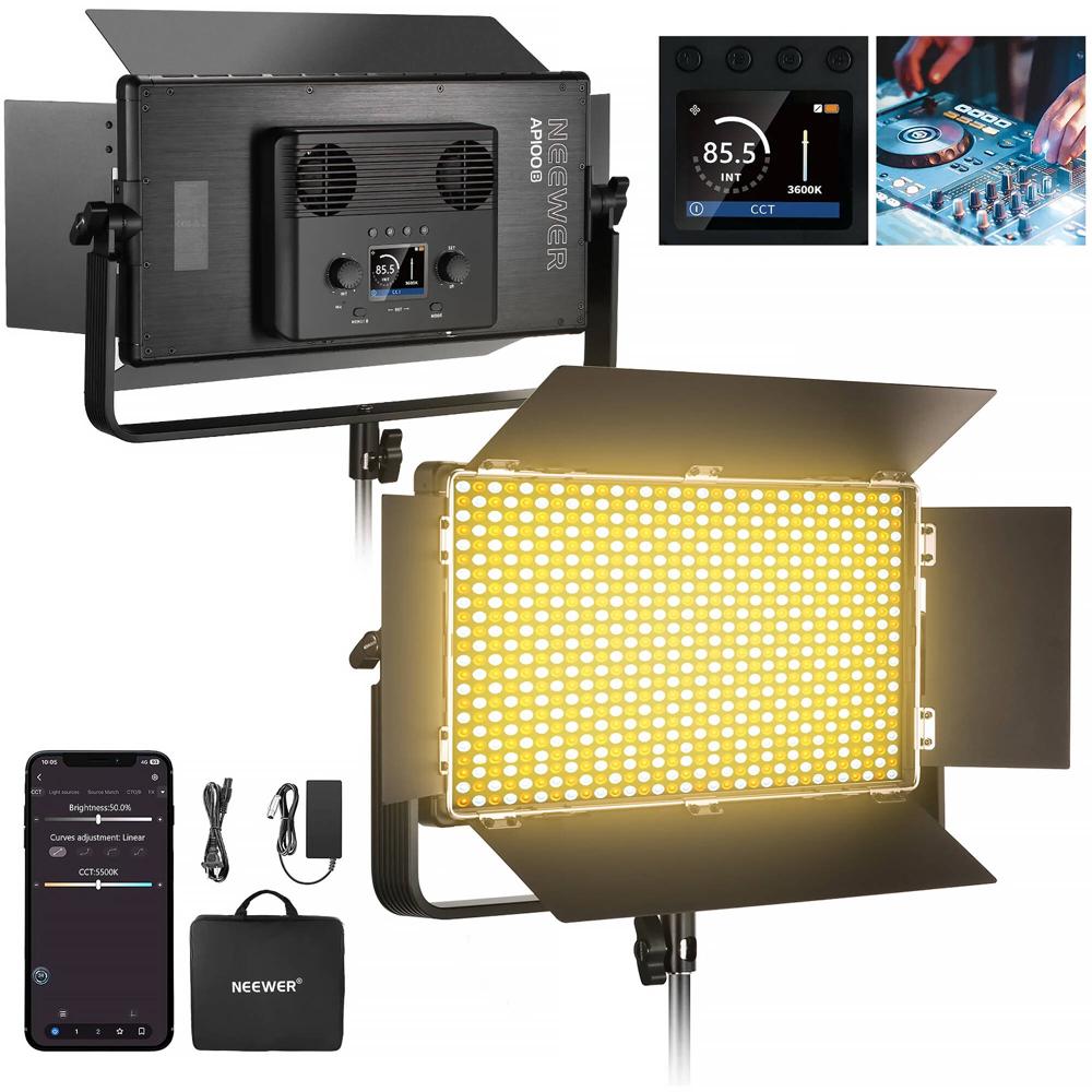 Neewer AP100B Panel LED Bi-Color 100W 2500-8500K con Control DMX y App, 960 LEDs, 12,200 L