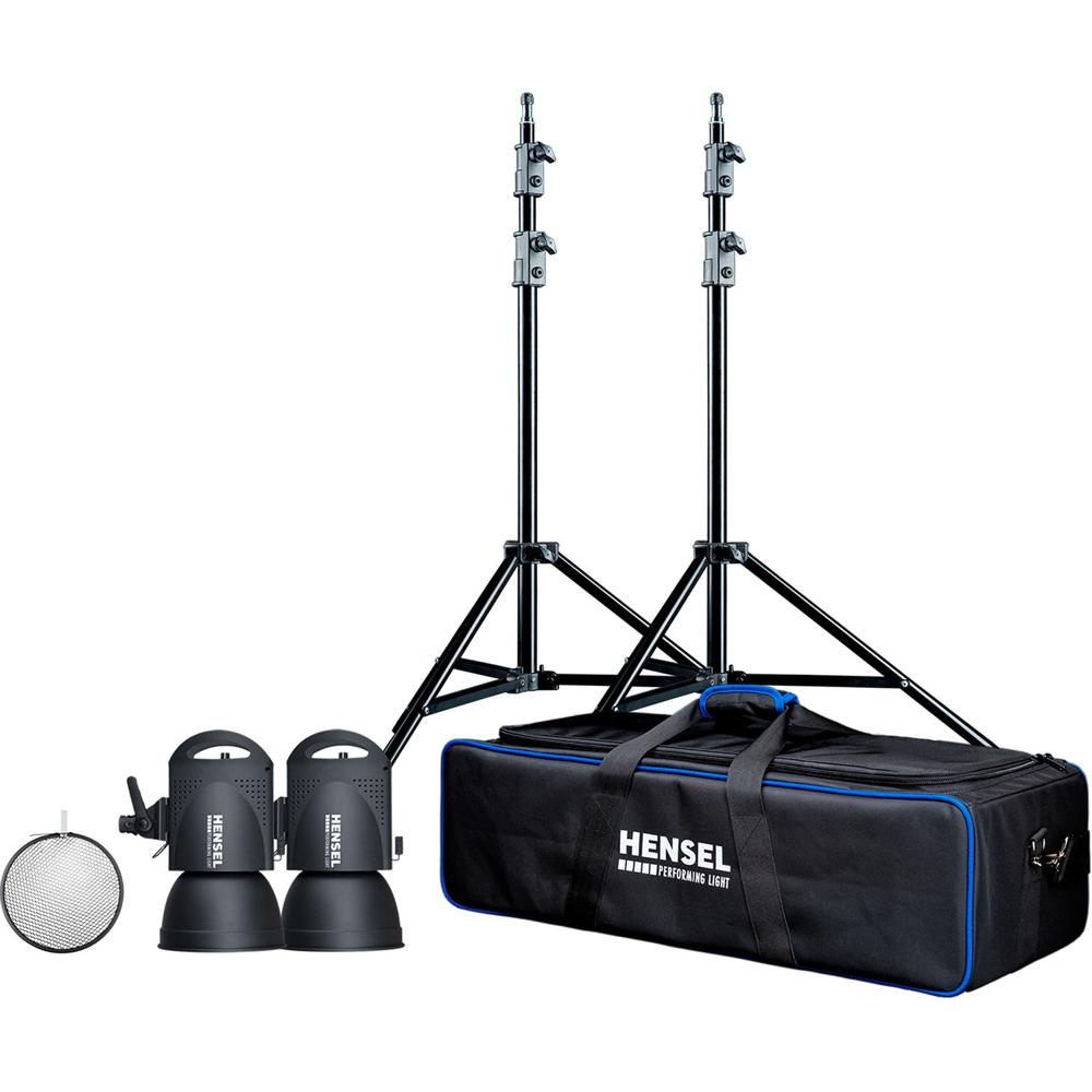 Hensel Intra LED 2-Light Kit 5000K con Dimming 10-100%, CRI 92, Reflectores de 7"" y Soport