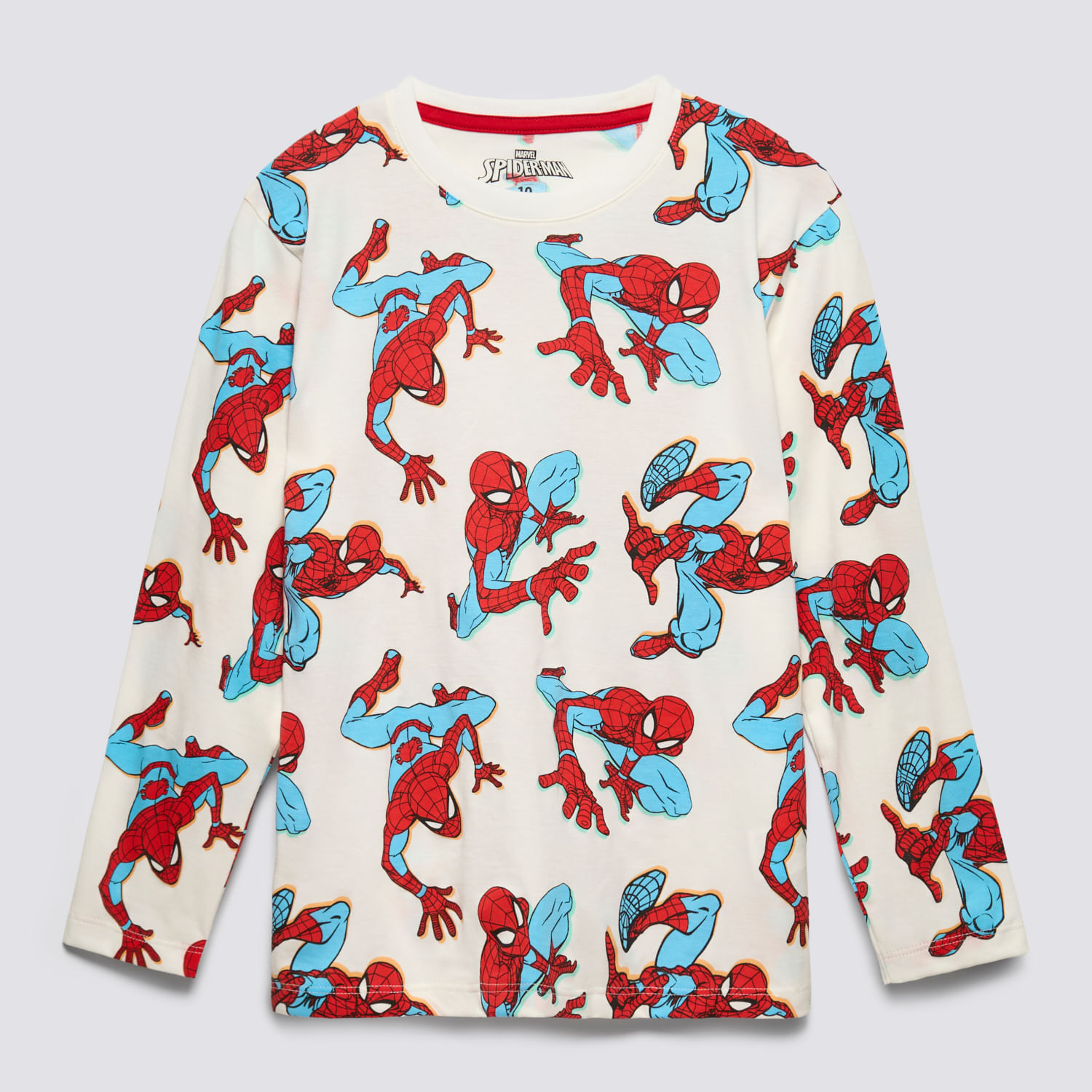 Polo Manga Larga Niño Full Print Spiderman Marfil Talla 8