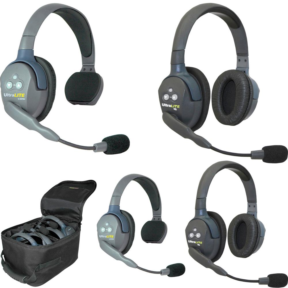 Eartec UltraLITE Intercom Inalámbrico de Dúplex Completo para 4 Personas con 2 Auricular