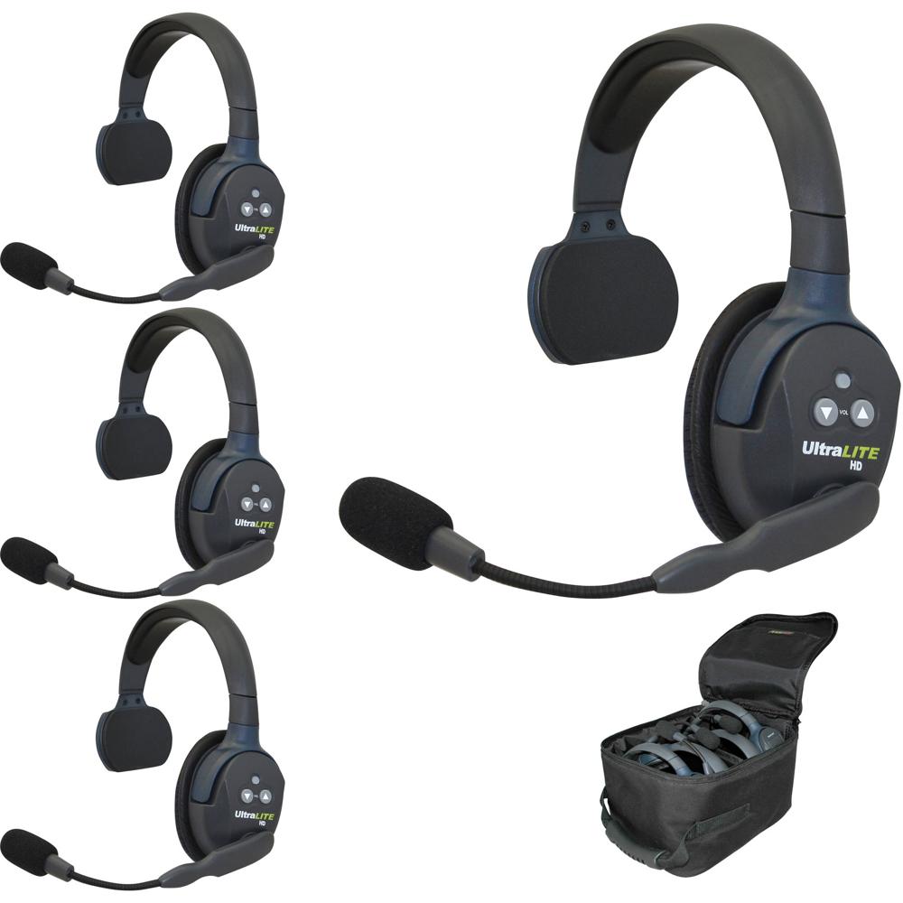 Eartec UltraLITE Intercom Inalámbrico de Dúplex Completo para 4 Personas con 4 Auricular