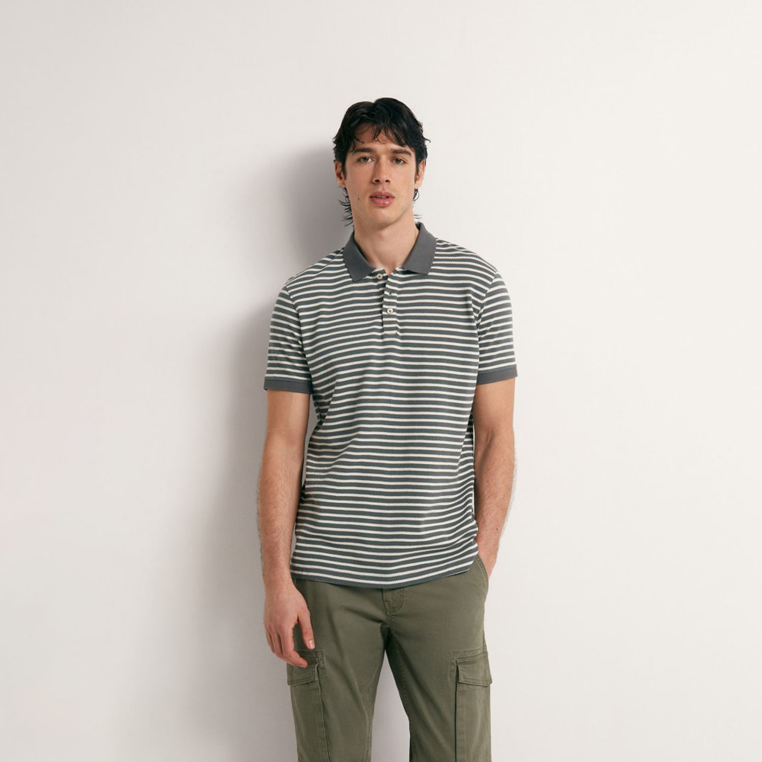 Polo Hombre Sfera Bubble Rayas Verde M