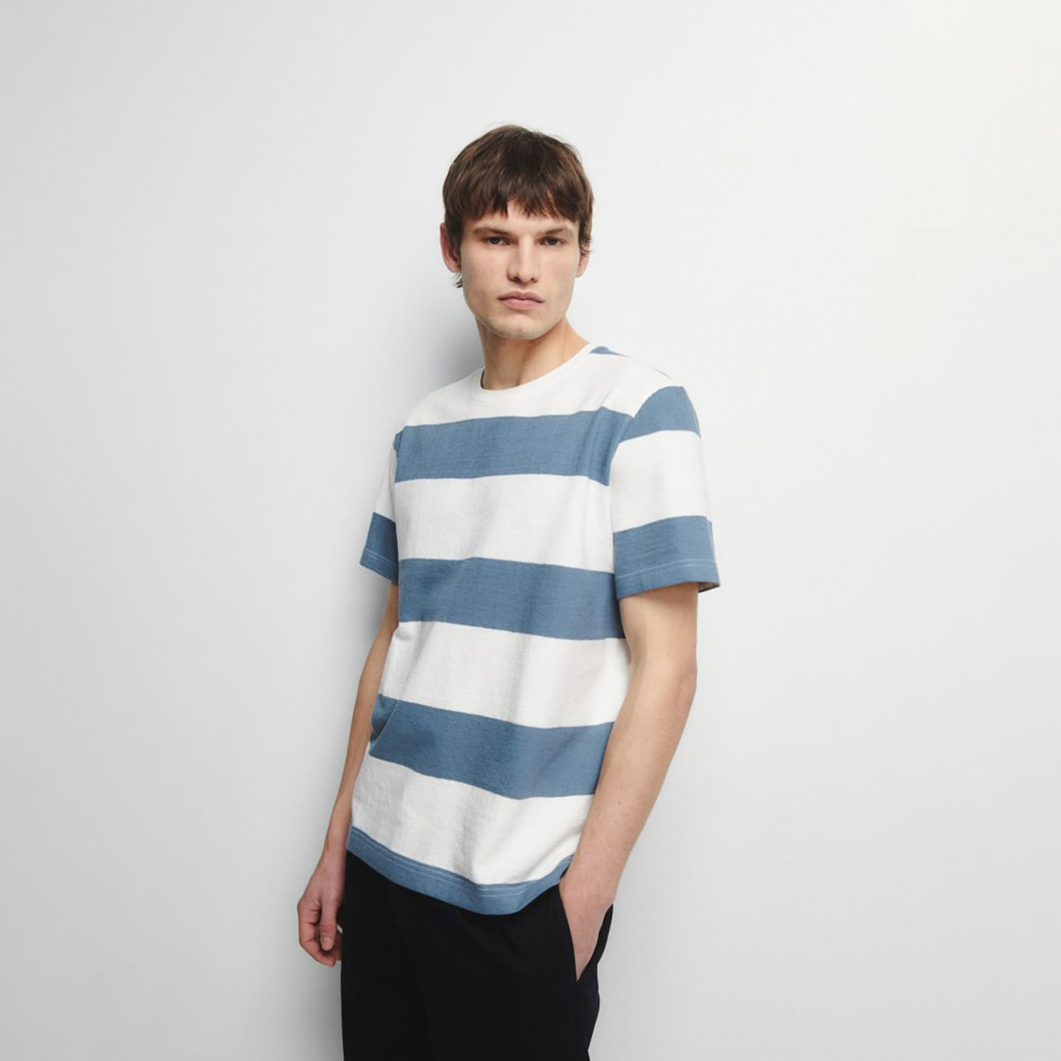 Polo Hombre Sfera Pique Raya Ancha Azul Petroleo XL