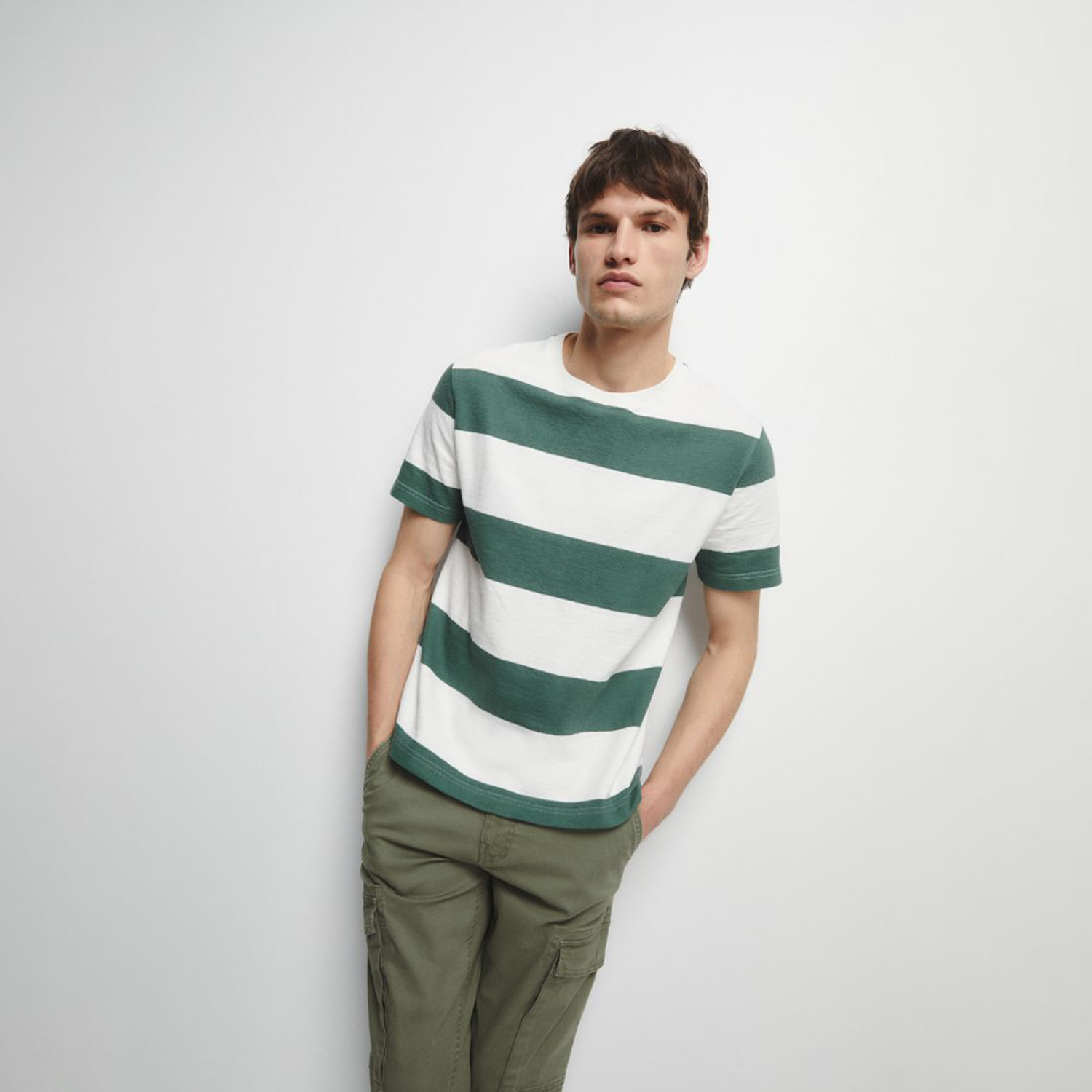 Polo Hombre Sfera Pique Raya Ancha Verde M