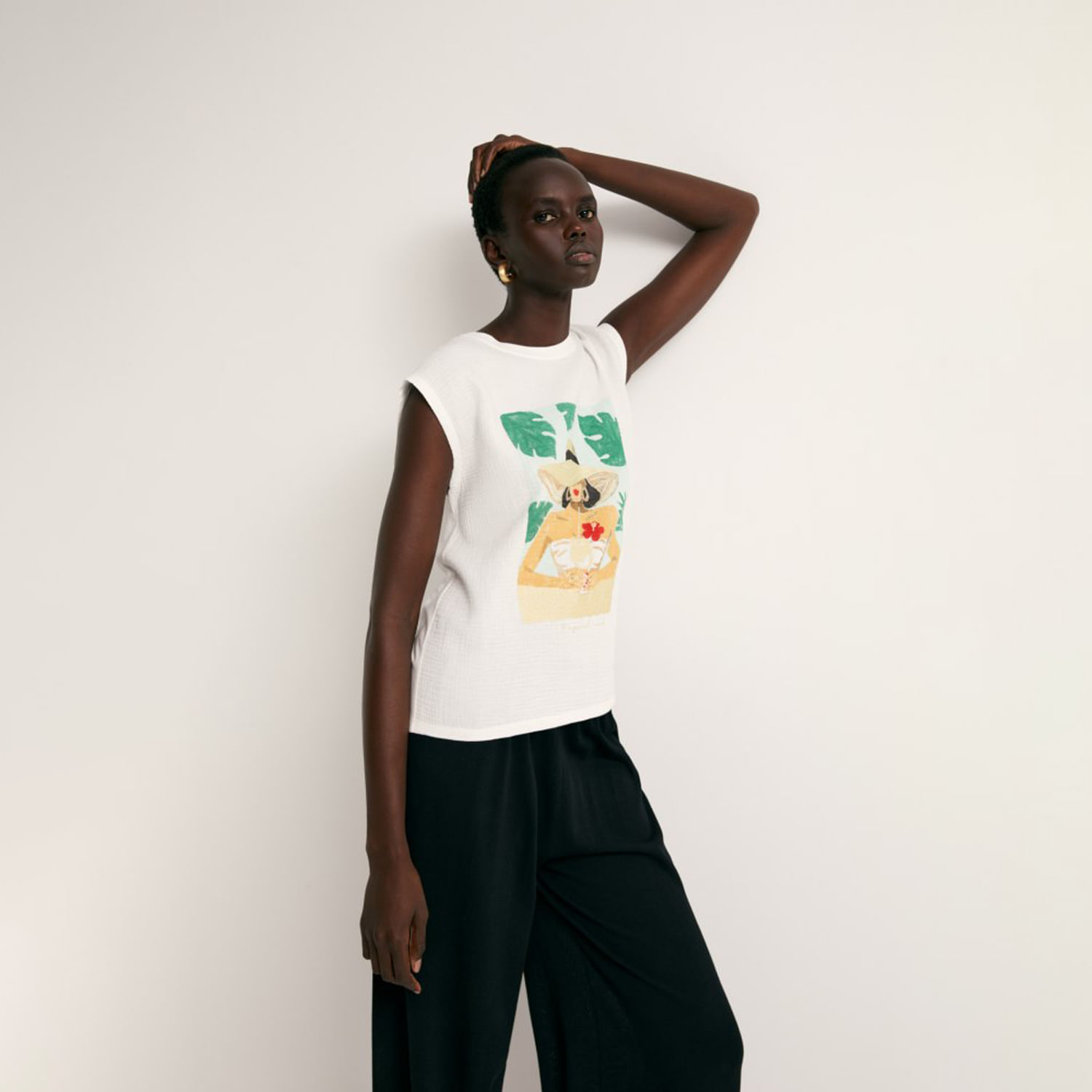 Polo Mujer Sfera Grafico Blanco L