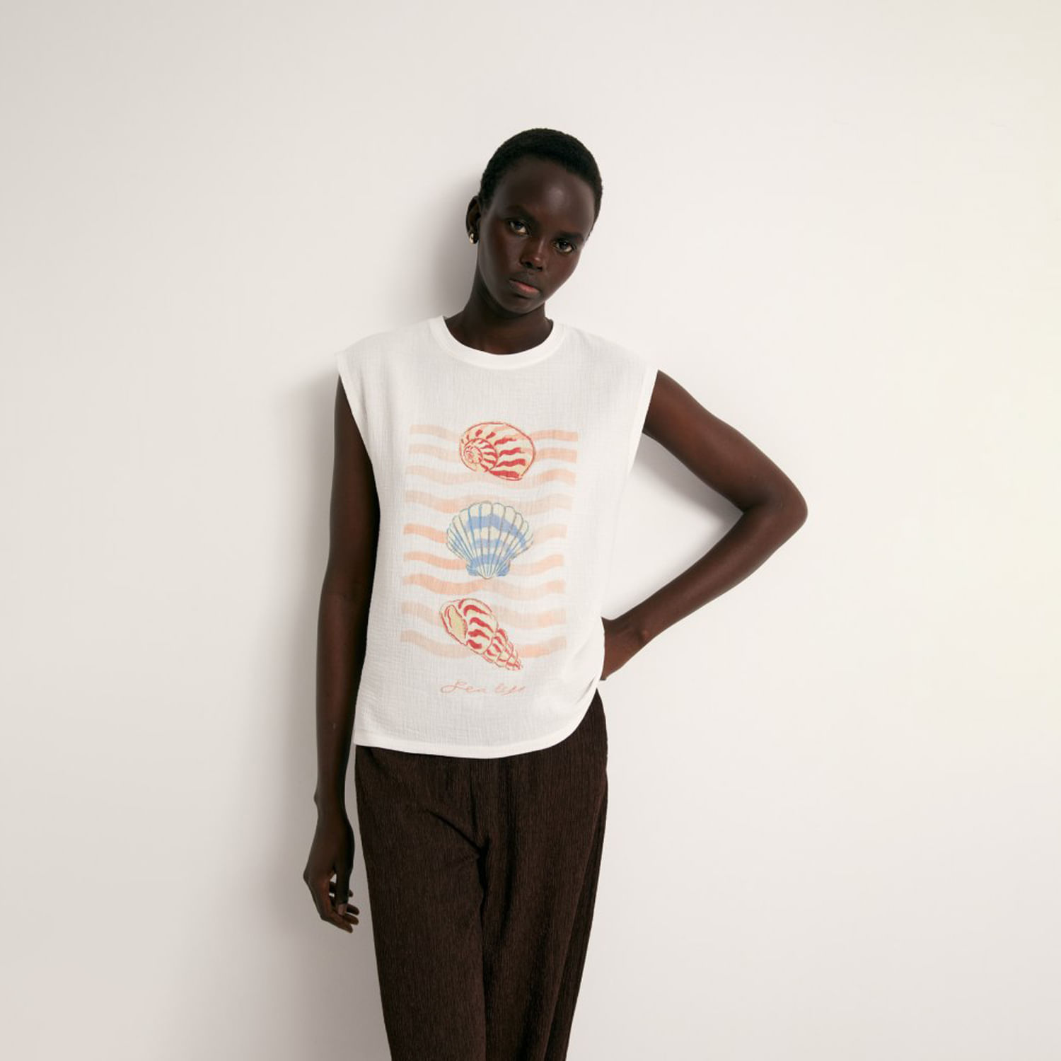 Polo Mujer Sfera Grafico Blanco M