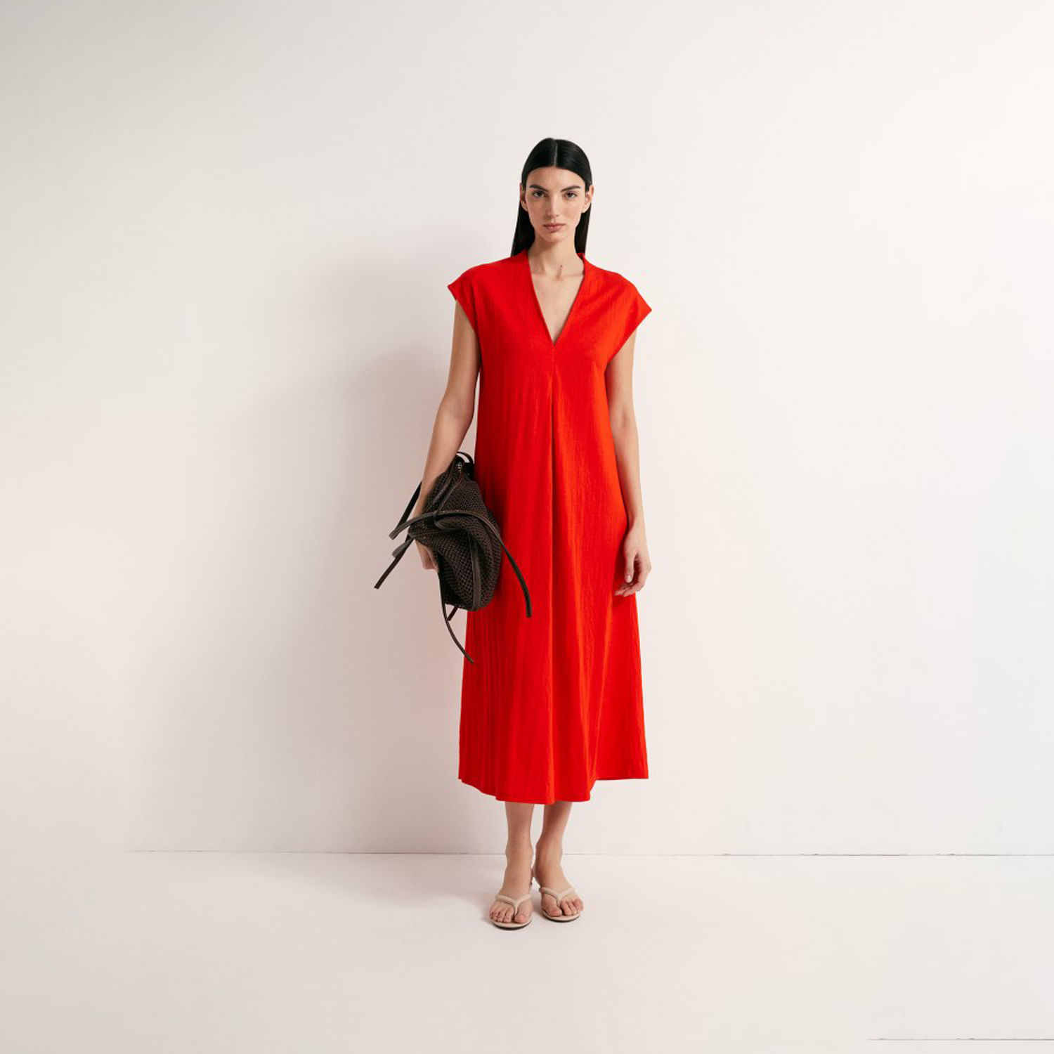 Vestido Mujer Sfera Topo Volante Rojo M