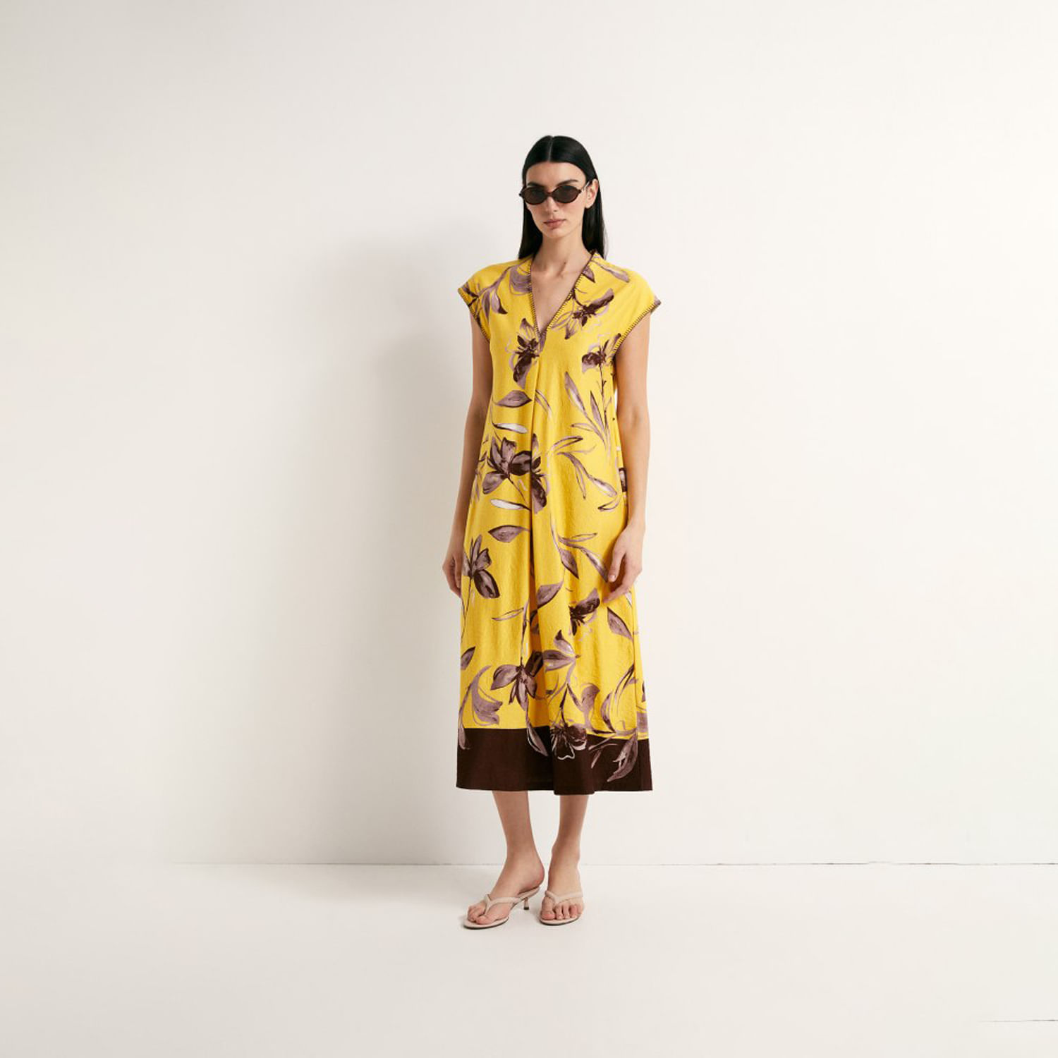 Vestido Mujer Sfera Topo Volante Mx Amarillo XL