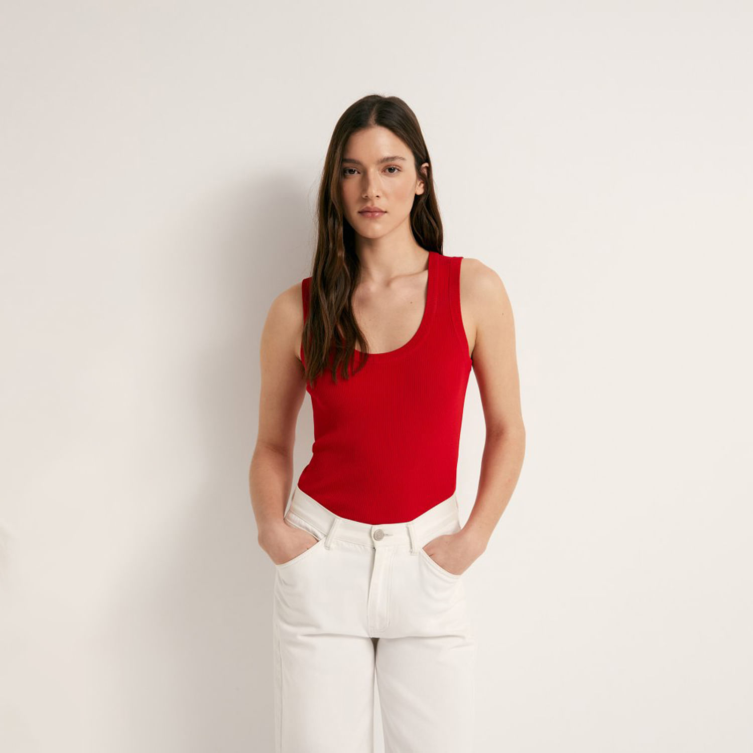 Top Punto Rib Mujer Sfera Rojo L