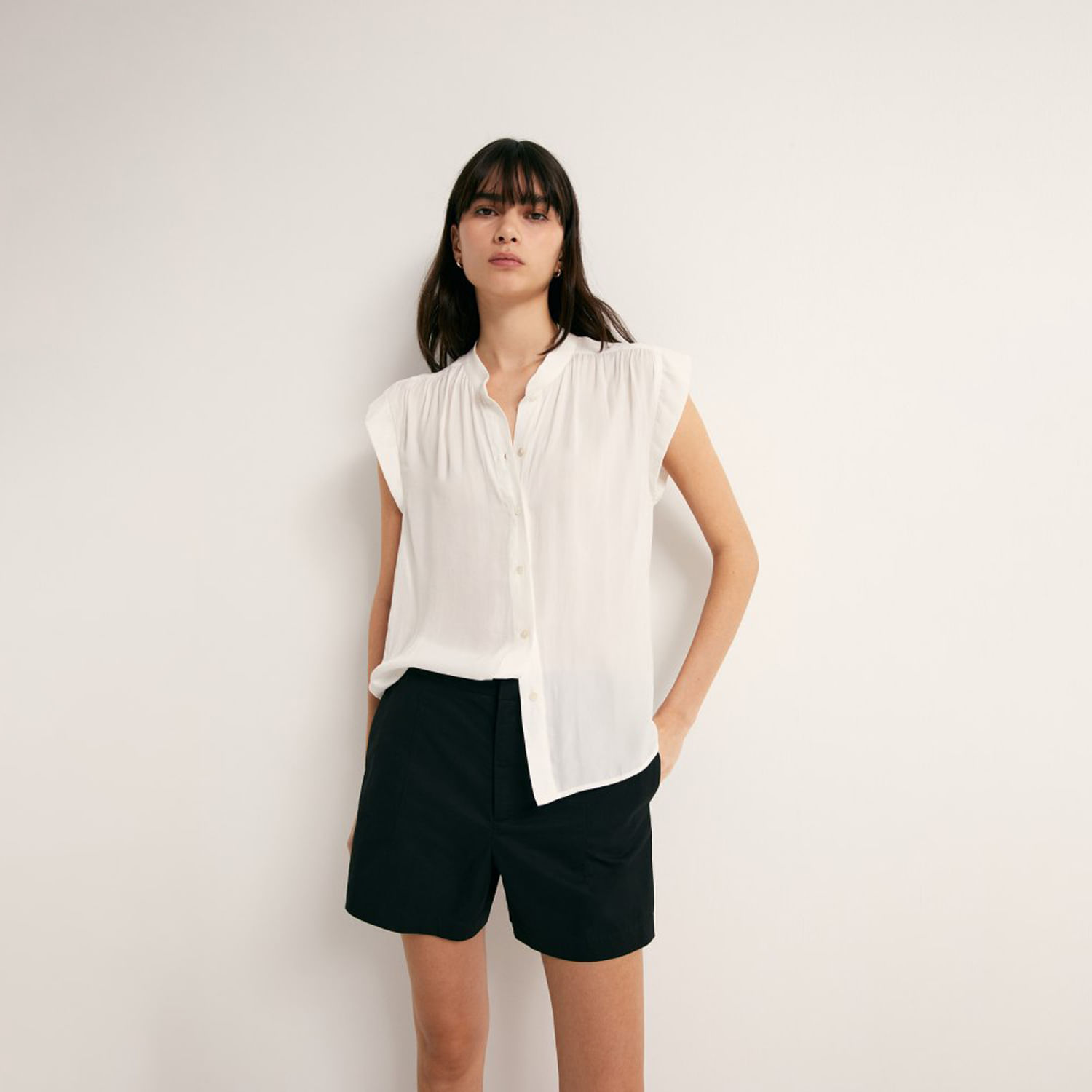 Blusa Mujer Sfera Fluido Botones Blanco L