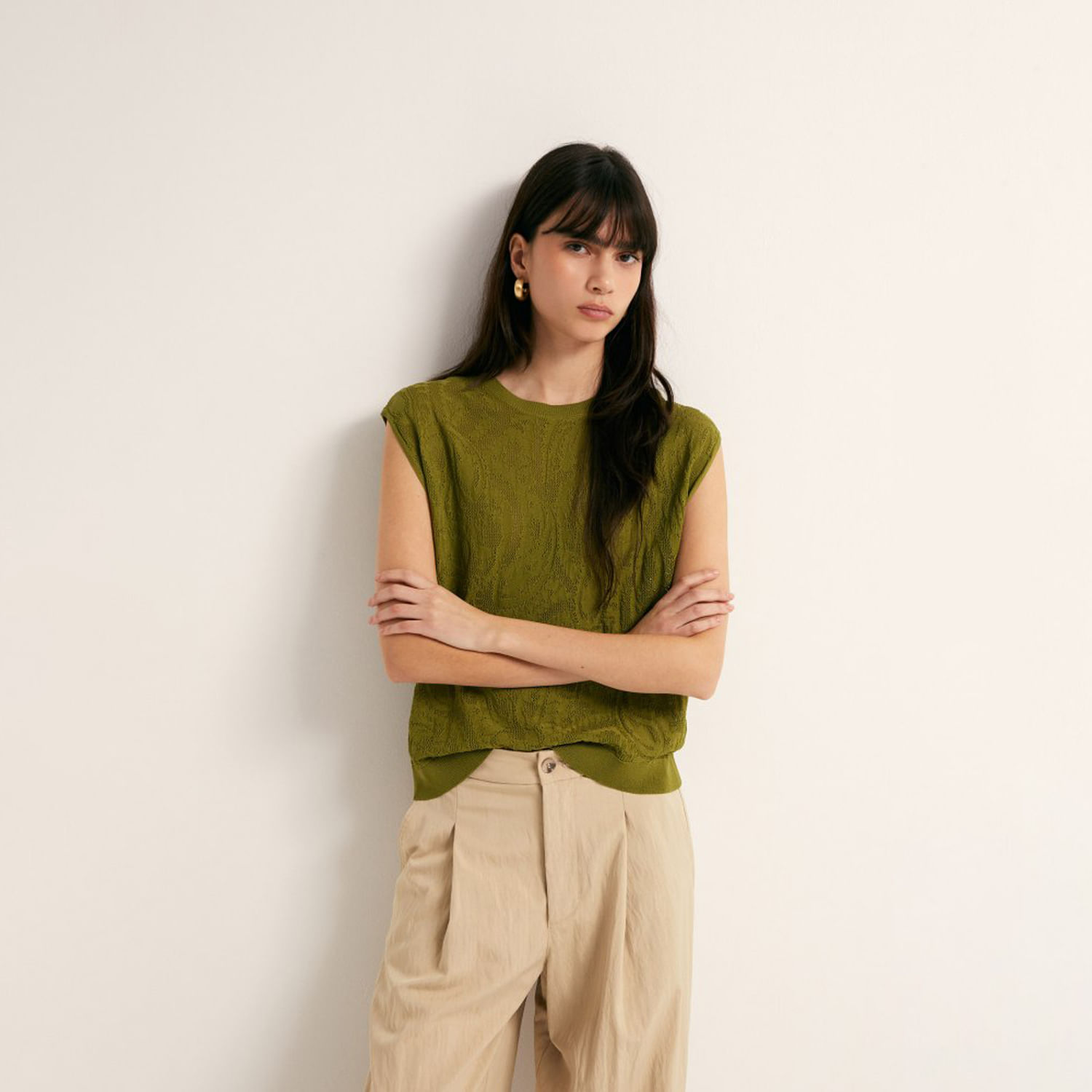 Top Punto Estructura Mujer Sfera Verde L