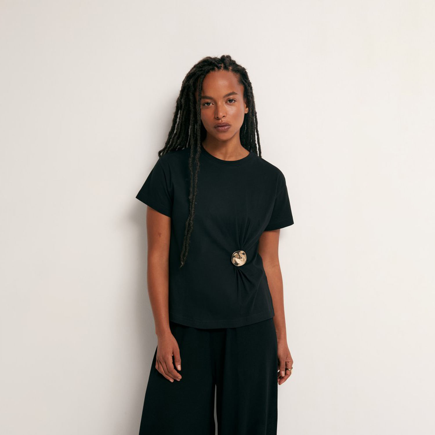 Polo Mujer Sfera Manga Corta Bolitas Bord Mx Col Negro L