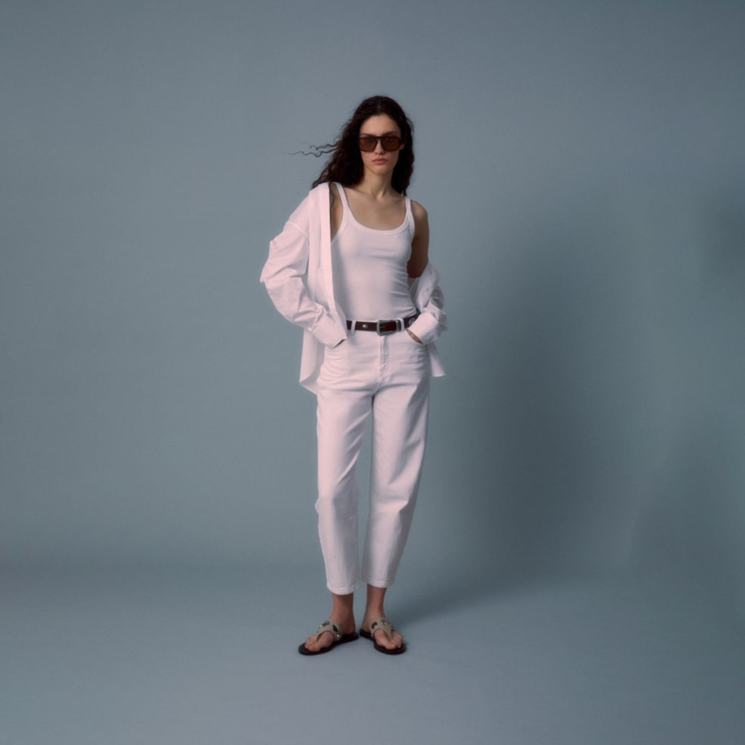 Jean Mujer Sfera Barrel Cintura Alta Blanco 36