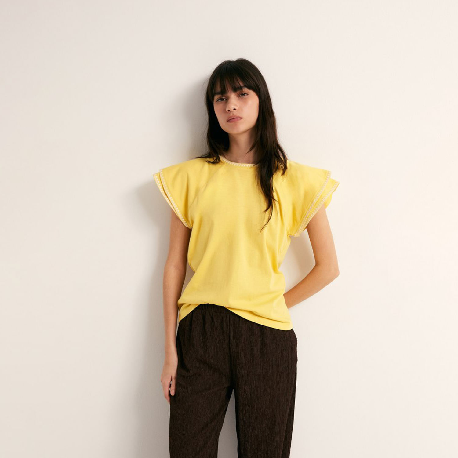 Polo Mujer Sfera Manga Corta Raya Trenza Raya Amarillo XL