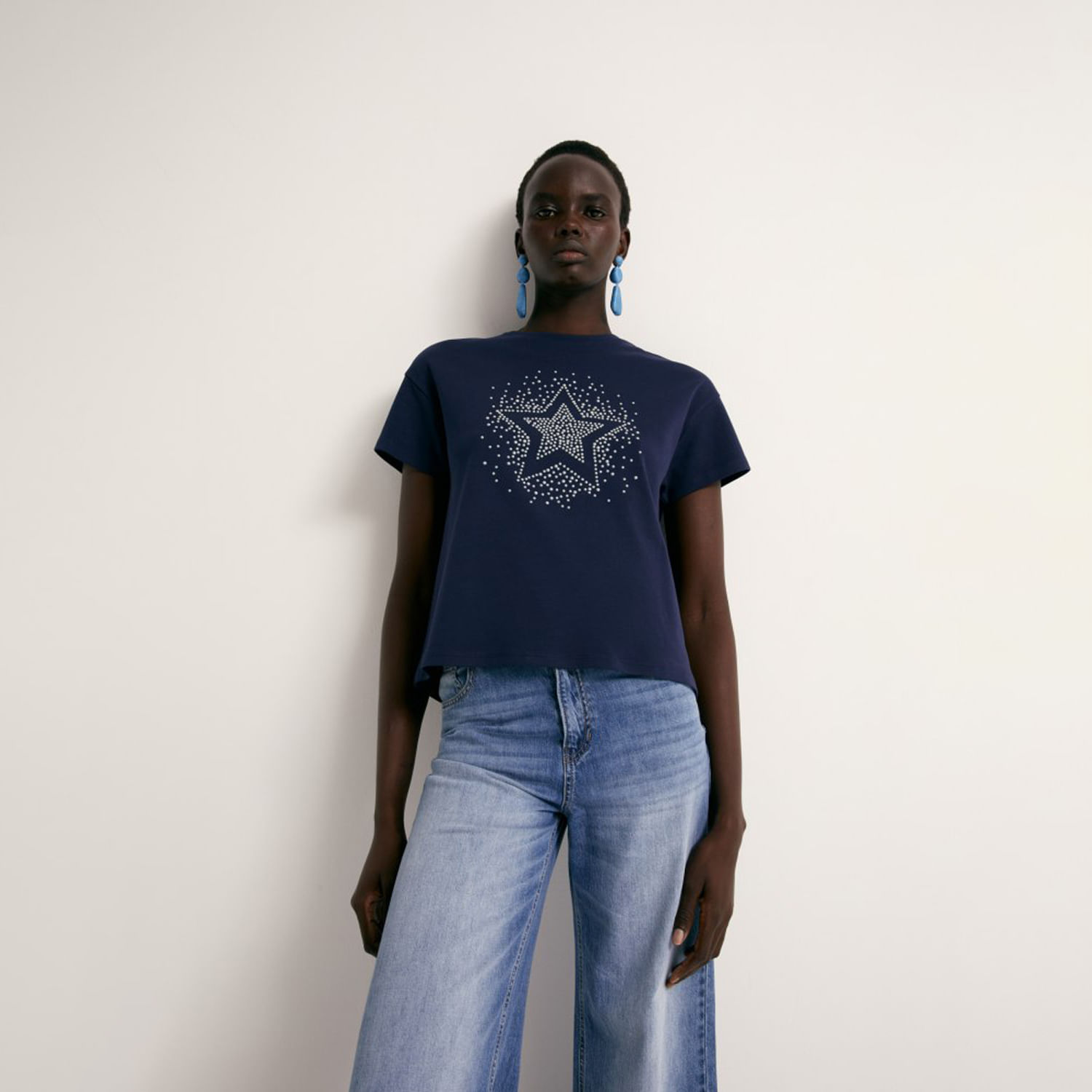 Polo Mujer Sfera Manga Corta Pechera Jaretas Marino XL