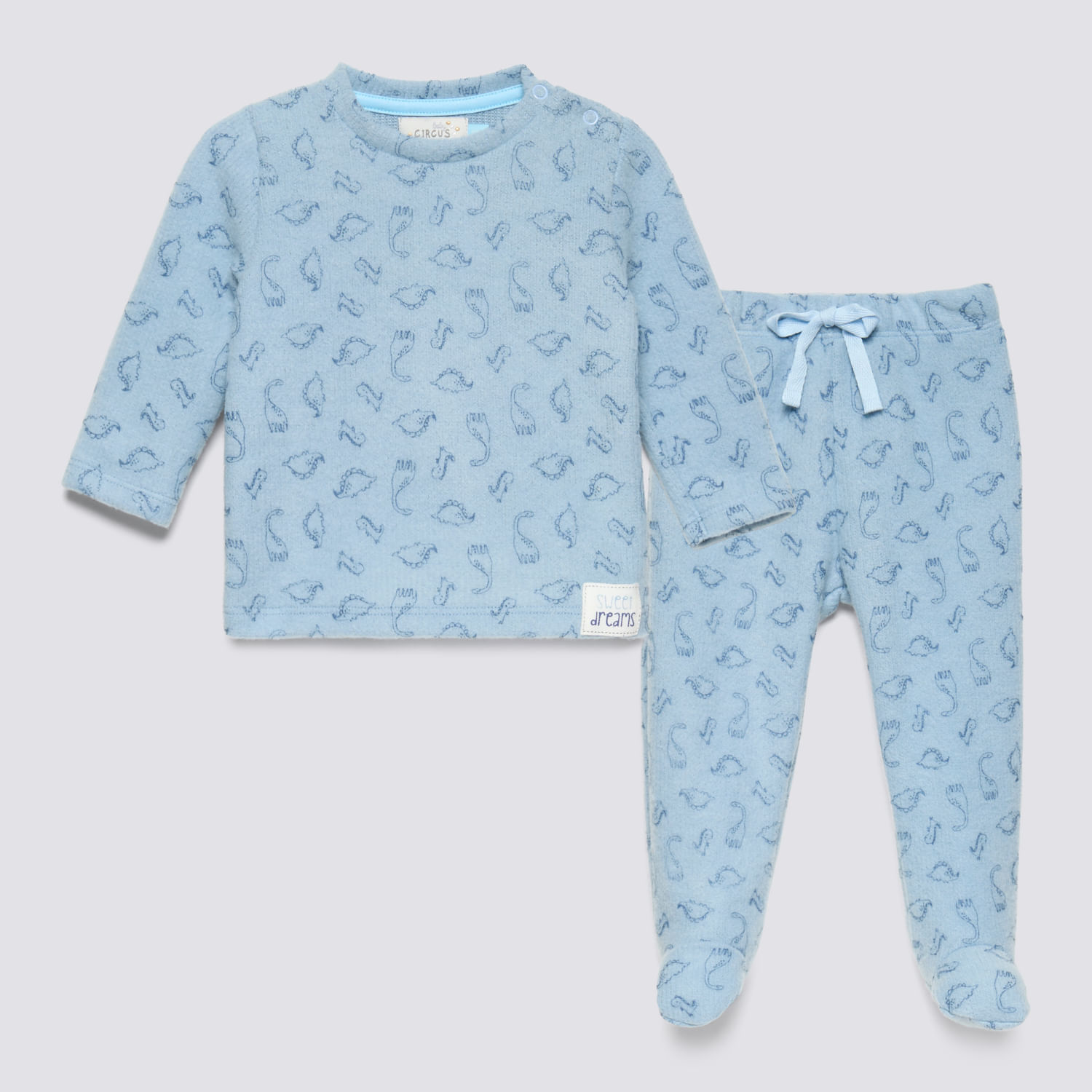 Pijama Recién Nacido 2 Piezas Knitt Baby Circus Celeste Talla 12M