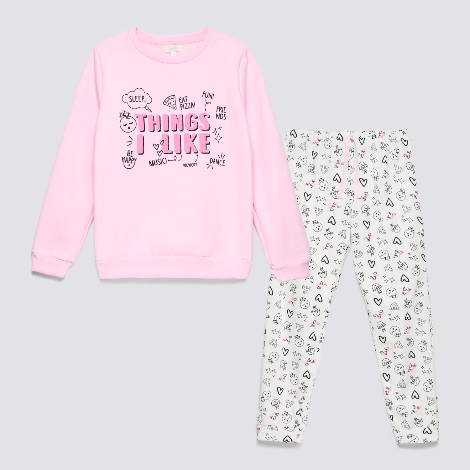 Pijama Teen Niña 2 Piezas Franela Zubito Rosado Talla 14