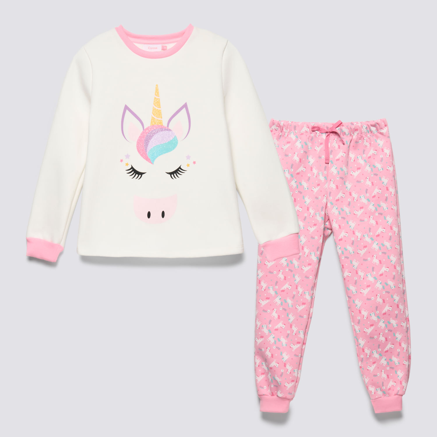 Pijama Niña Franela Circus Ecru Talla 6