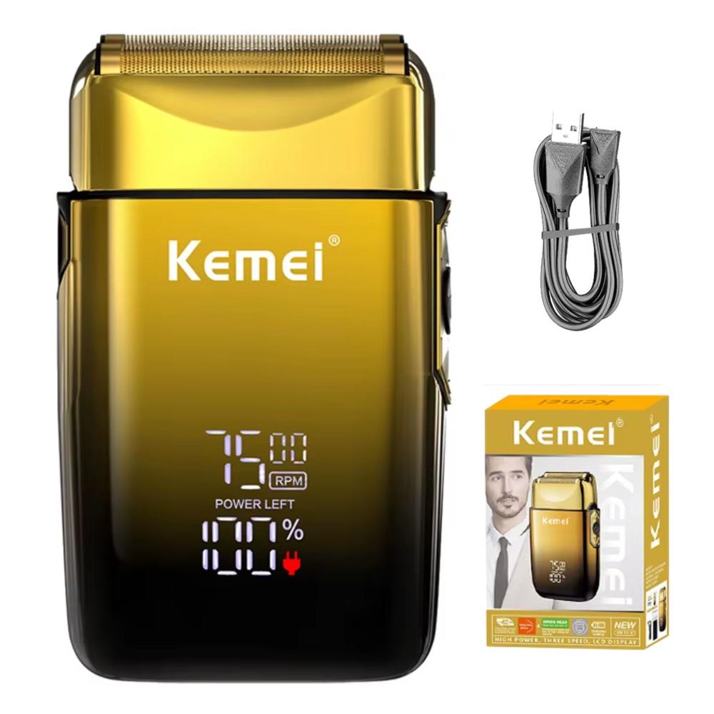 Afeitadora Eléctrica Kemei KM-TX10 Shaver Profesional Recargable Dorada