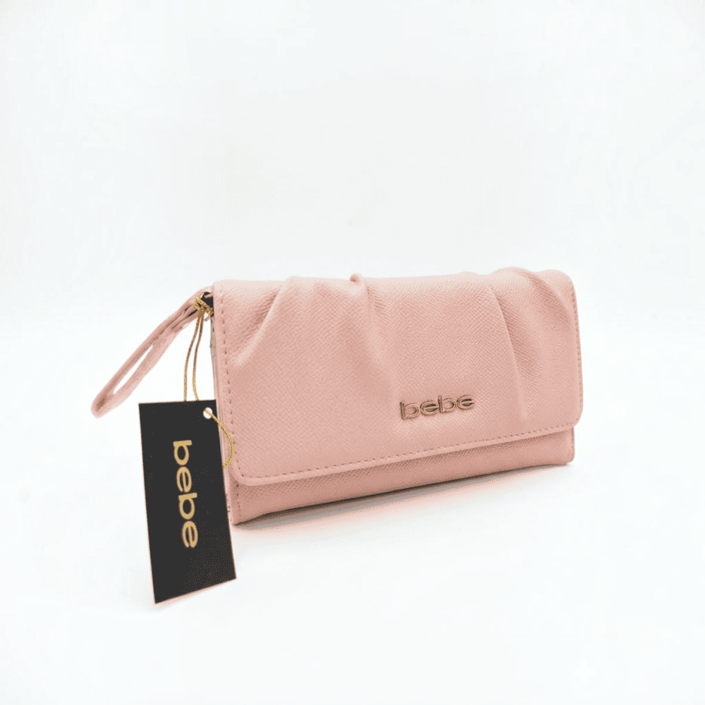 Billetera de dama bebe original con asa de mano rosa