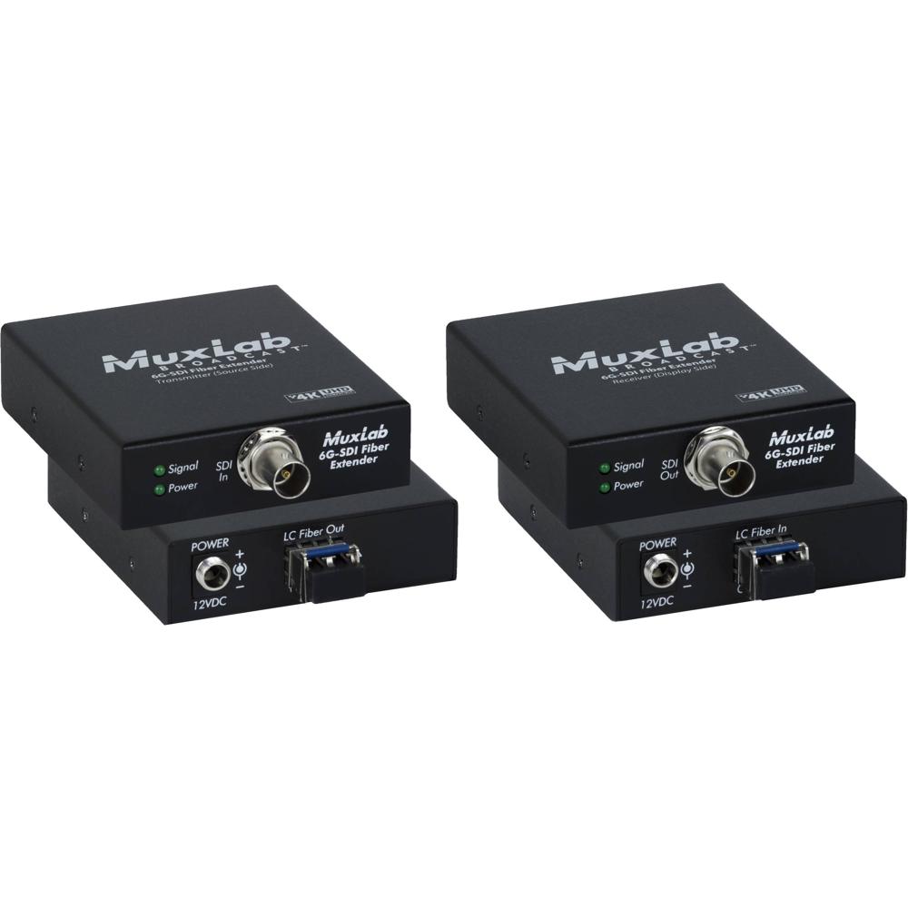 MuxLab Extensor de Video 6G-SDI sobre Fibra Monomodo LC - Transmisión hasta 60,000 pies,