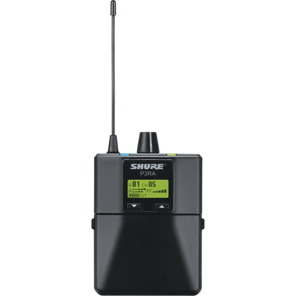 Shure P3RA Receptor Inalámbrico de Cuerpo para Sistema PSM300 H20: 518-542 MHz, Construcc