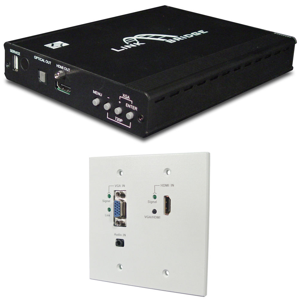 Link Bridge Kit Transmisor HDMI/VGA de Pared HDBaseT y Receptor 5Play Auto-Scaling (230')