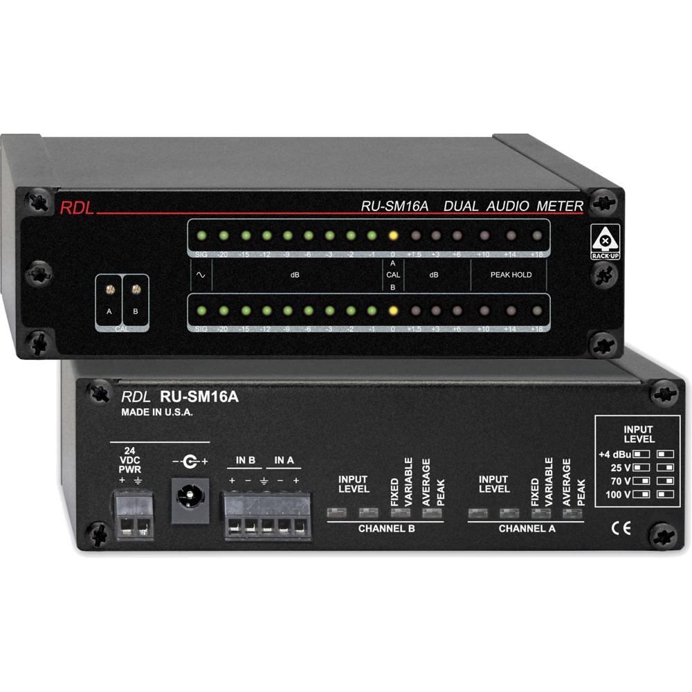 RDL Medidor de Audio RU-SM16A 2 Canales con 16 LED, Calibración Individual y Selección d