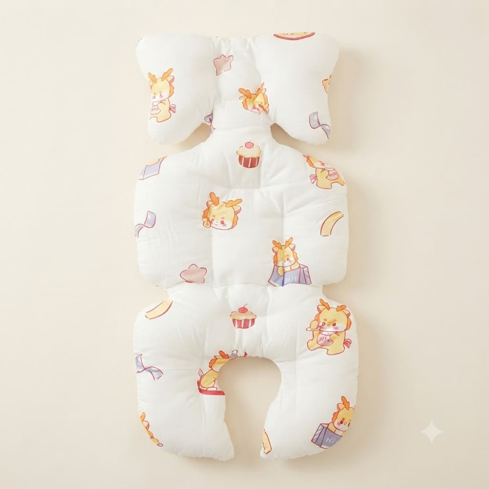 Cojín para Asiento o Cochecito de Bebé Corbatita de Raichu Kawai Blanco
