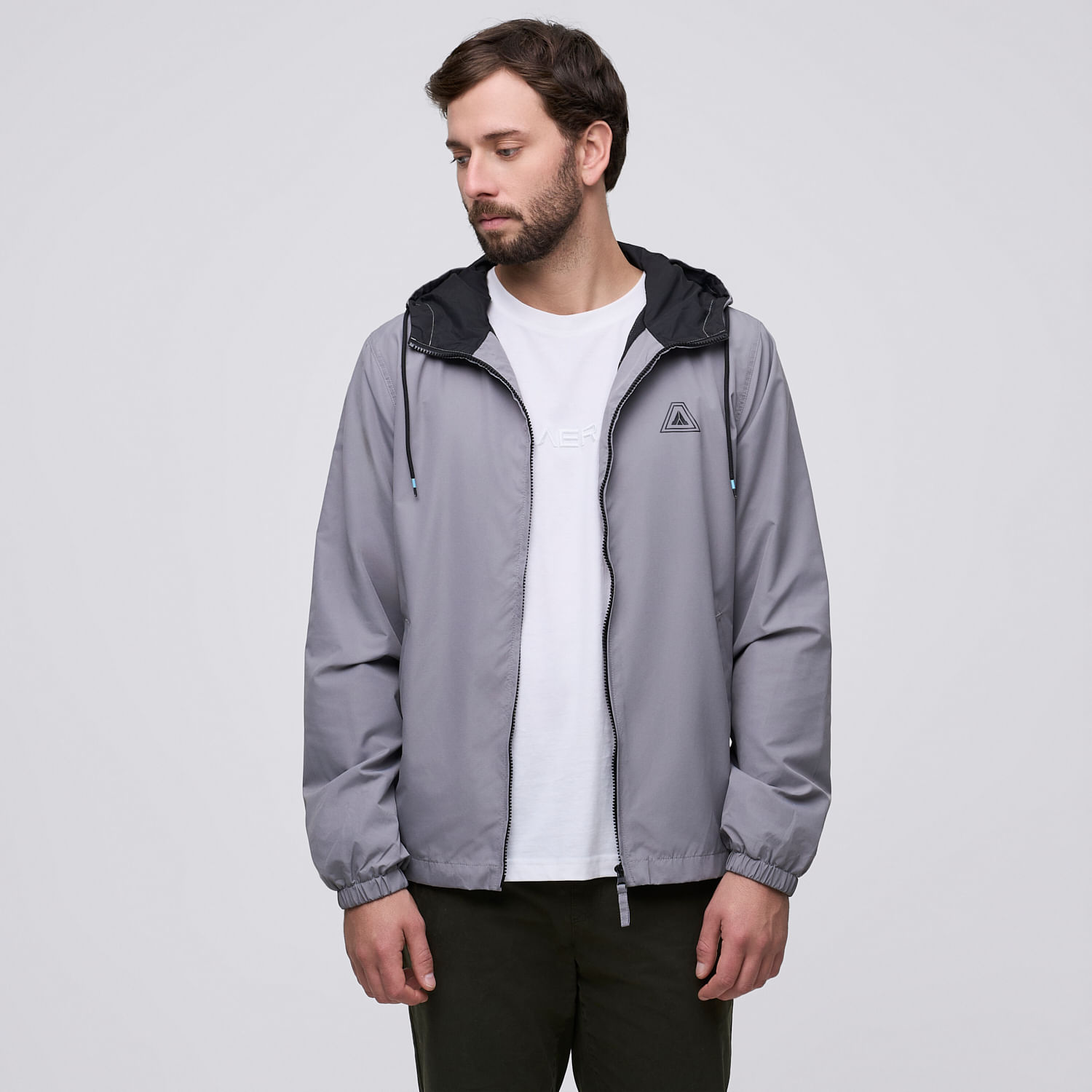 Casaca Hombre Cortaviento Aereal Gris Talla M